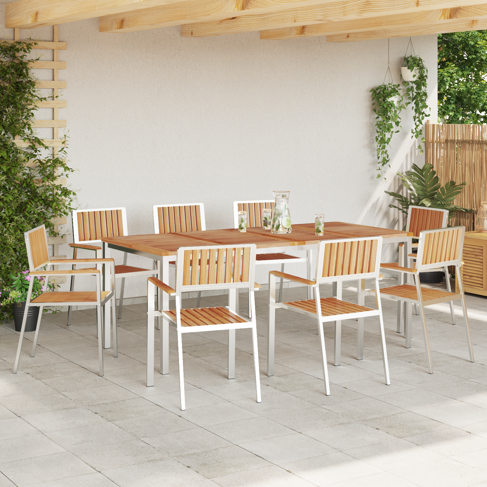 vidaXL Tuinstoelen 8 st stapelbaar 54,5x56x87 cm massief teakhout