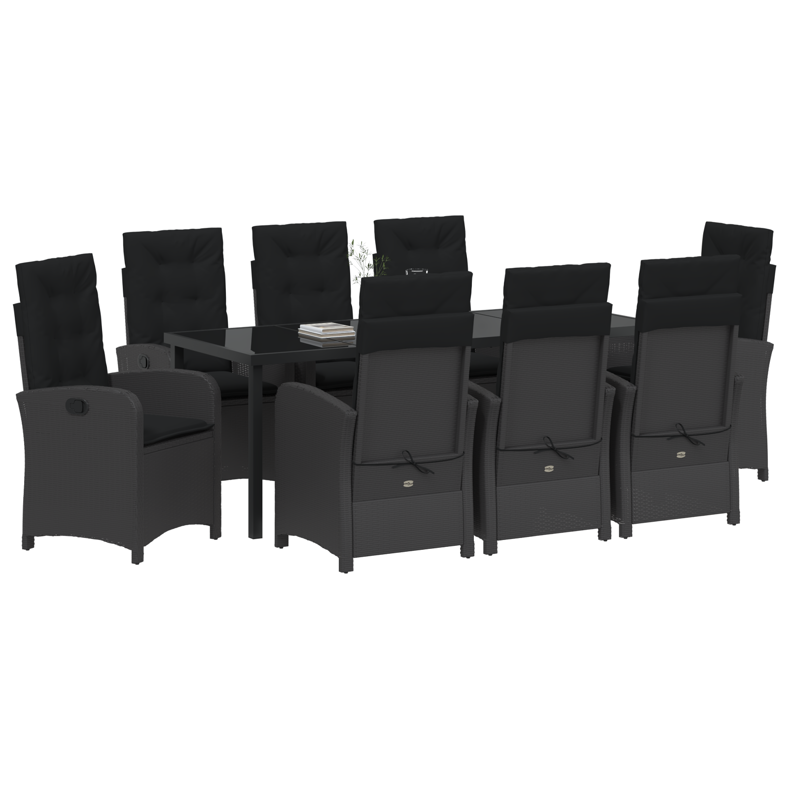 vidaXL 9-delige Tuinset met Kussens Zwart Poly Rattan