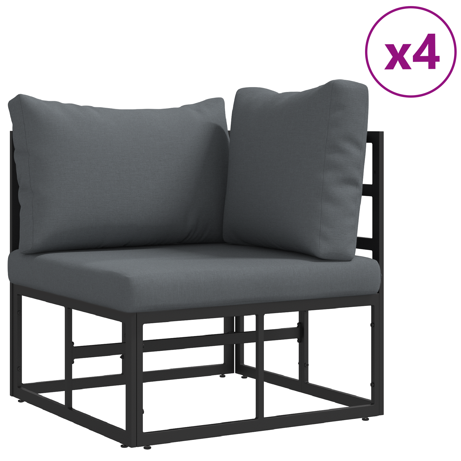 vidaXL Tuin Sofa Set met kussen met kussen 6 pcs Zwart 70 x 70 x 32 cm Aluminium