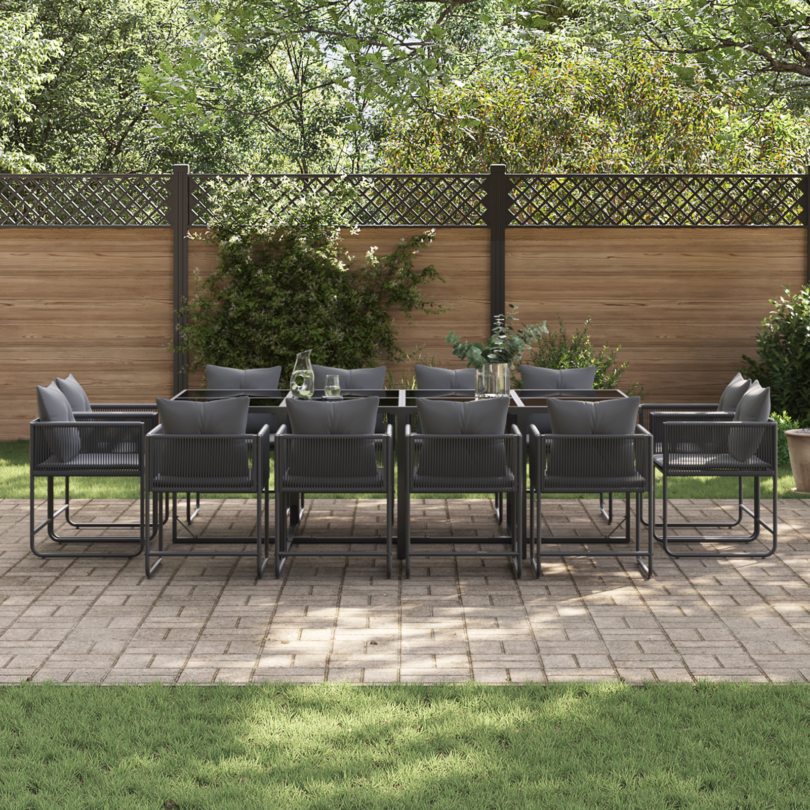 vidaXL 16-delige tuinset met kussens van staal en poly rattan