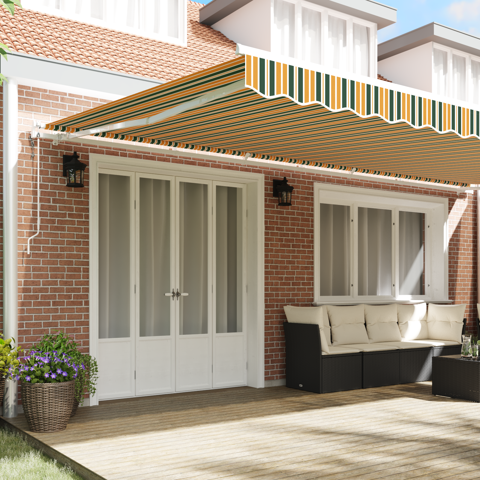 vidaXL Luifel automatisch uitschuifbaar 600x300 cm groen en geel