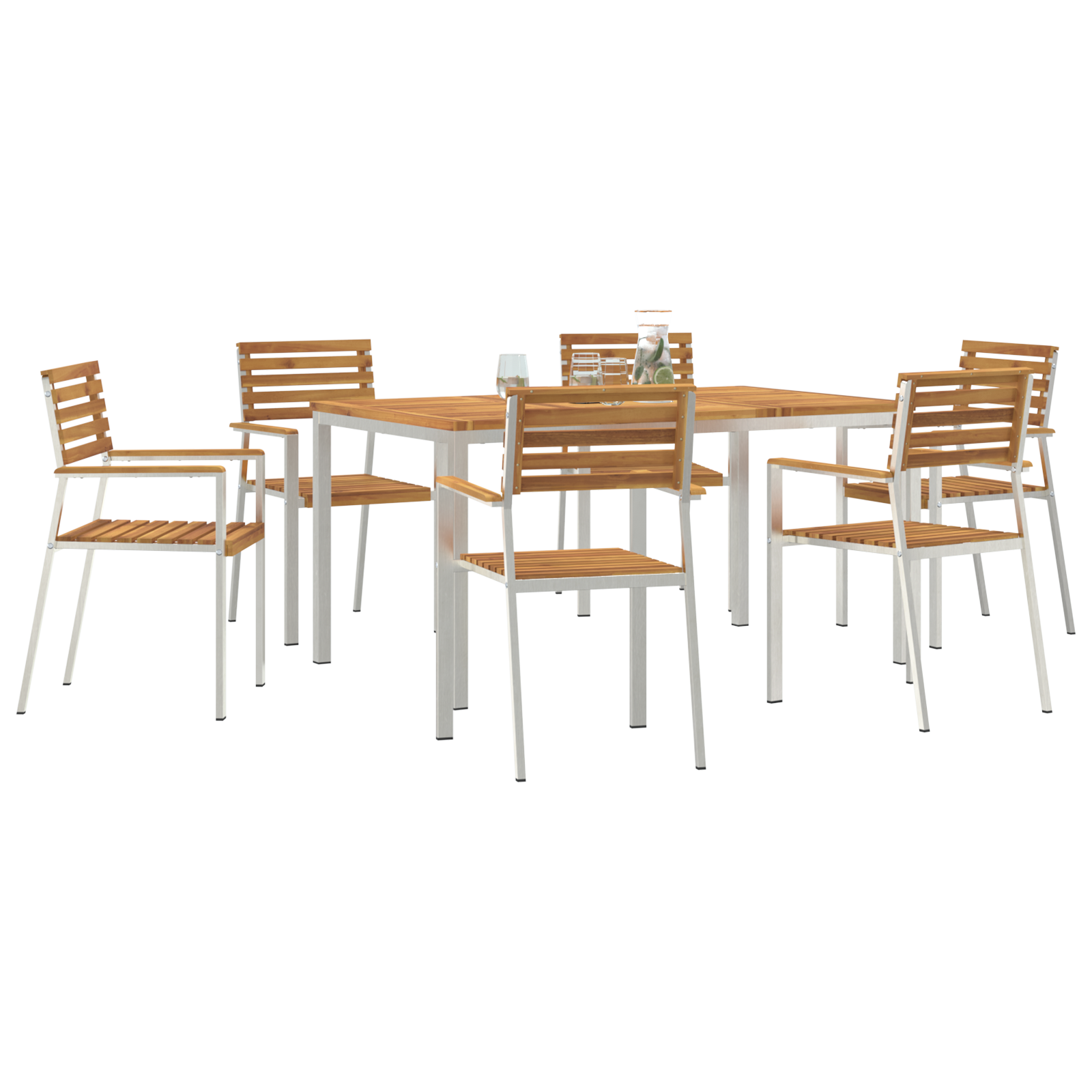 vidaXL 7-delige Tuinset massief acaciahout