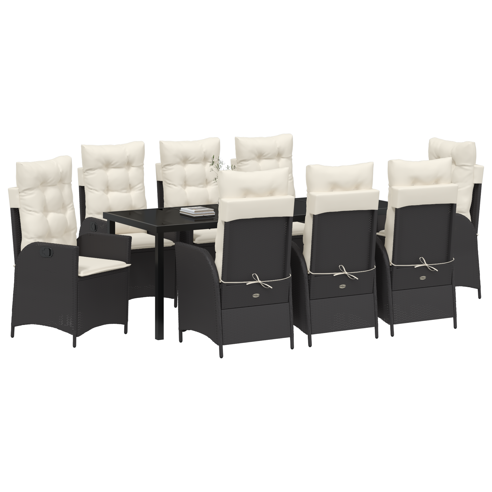 vidaXL 9-delige tuinset met kussens - zwart poly rattan