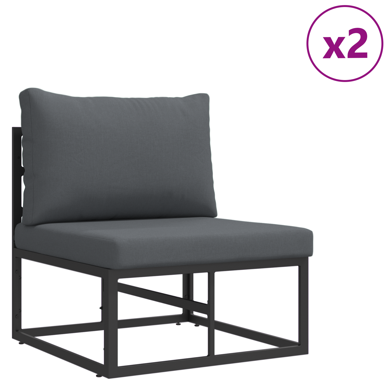 vidaXL Tuin Sofa Set 6 pcs Zwart Aluminium