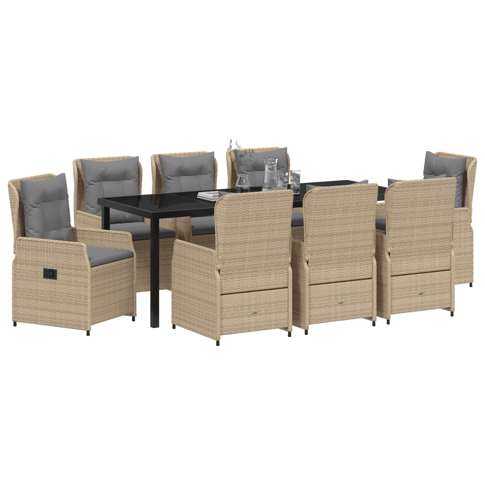 vidaXL 9-delige Tuin Eetset Beige Poly Rattan