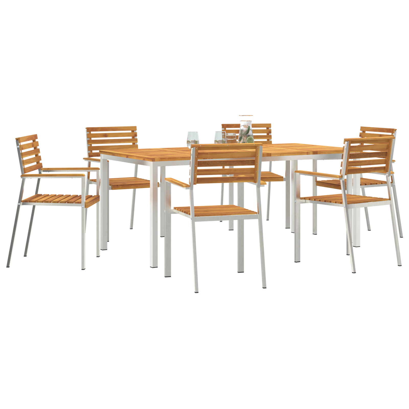 vidaXL 7-delige Tuinset massief acaciahout