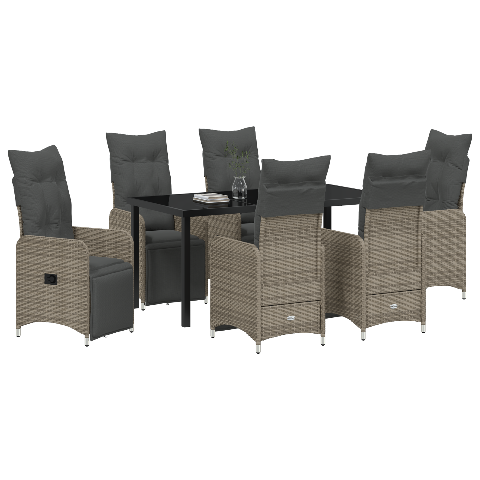 vidaXL 7-delige tuinset met kussens in beige poly rattan