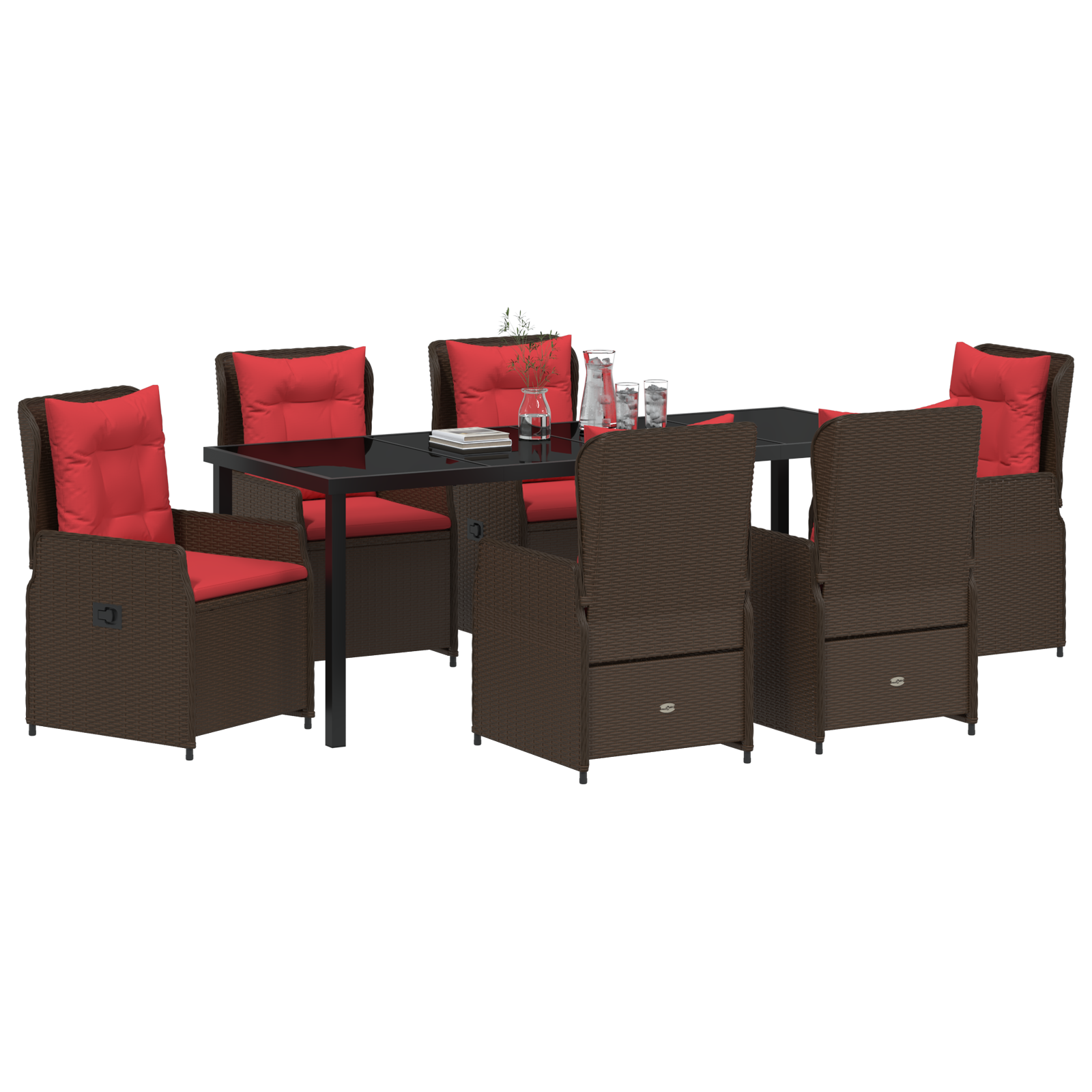 vidaXL 7-delige tuinset Bruin Poly Rattan