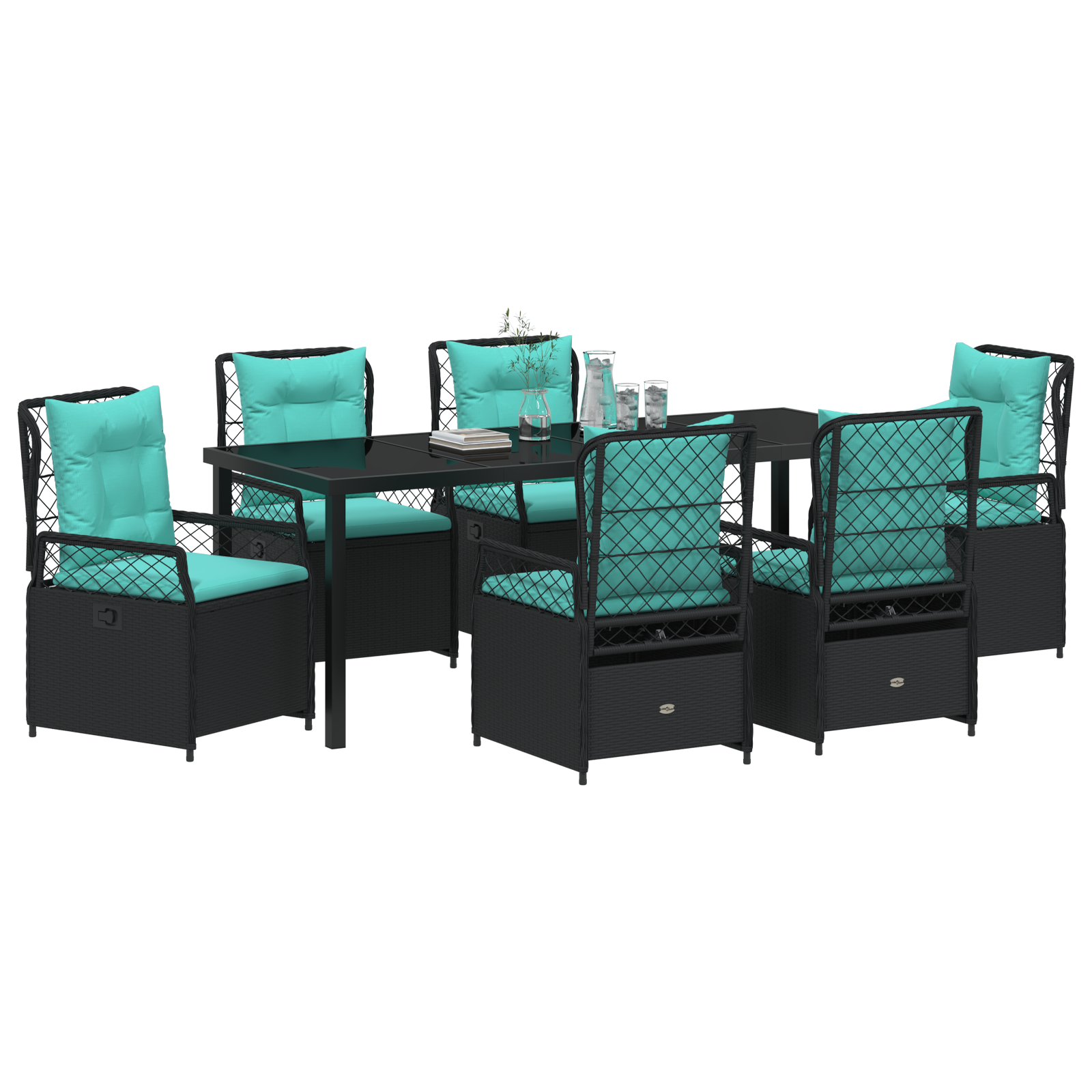 vidaXL 7-delige tuinset zwart poly rattan