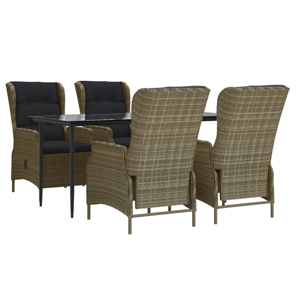 vidaXL 5-delige Tuinset poly rattan bruin