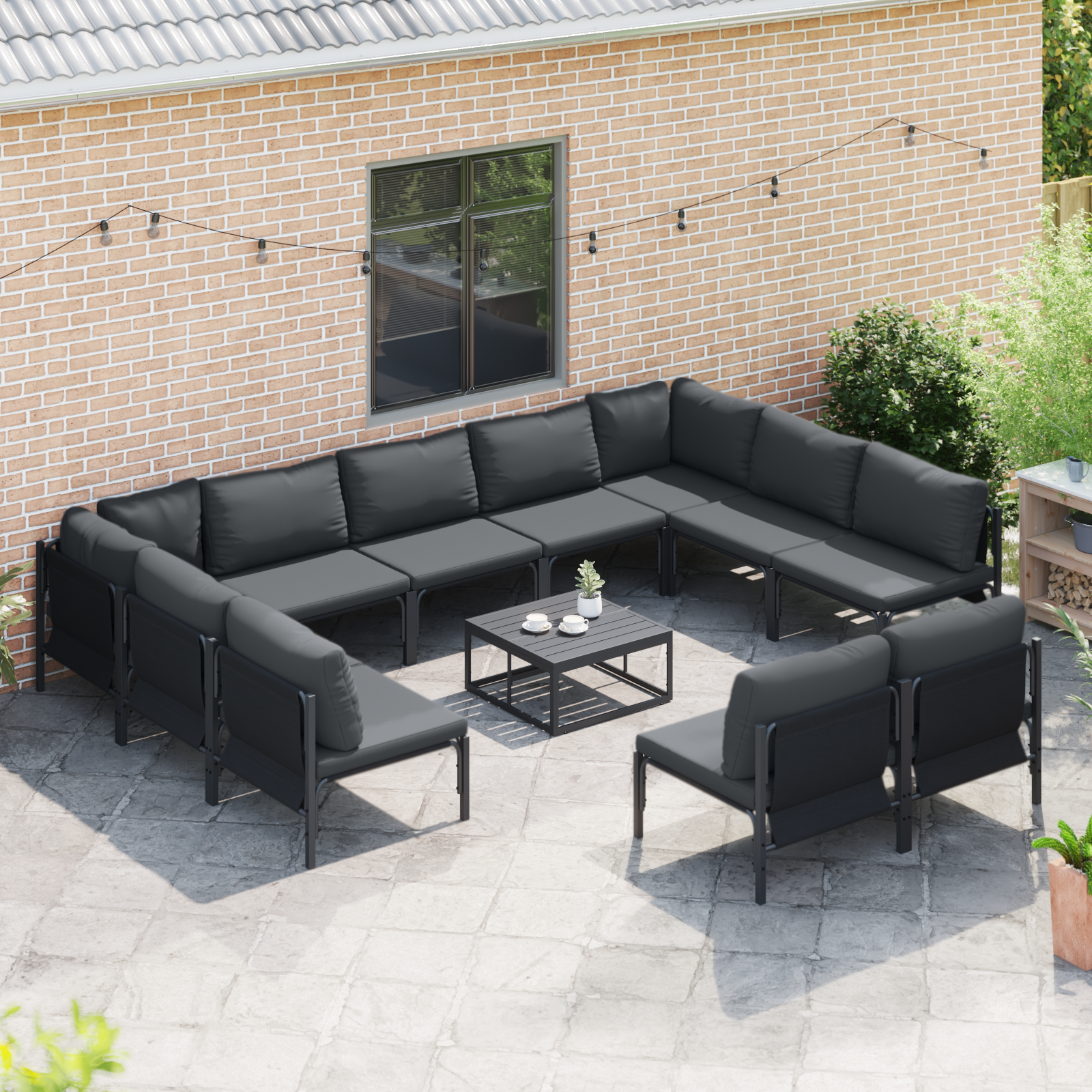 vidaXL Tuin Sofa Set 11 pcs Antraciet Staal
