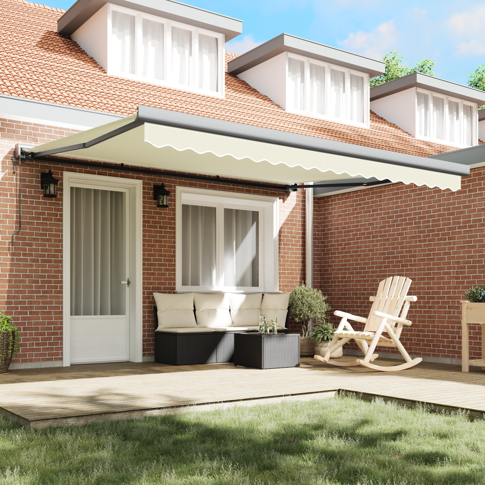 vidaXL Automatische Ingebouwde Luifel Crème 400x300 cm