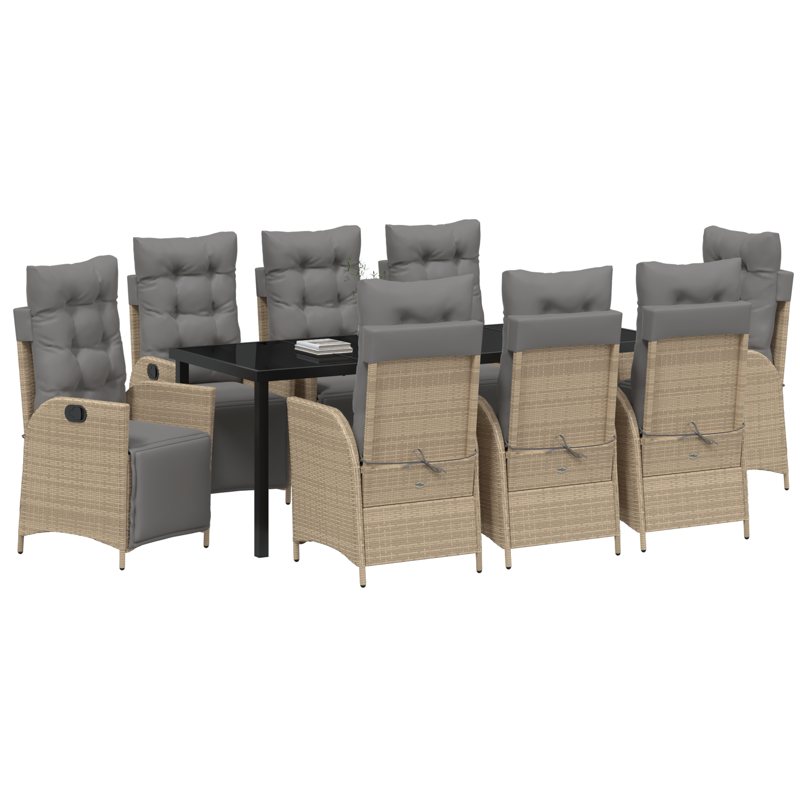 vidaXL 9-delige Tuinset Beige Poly Rattan