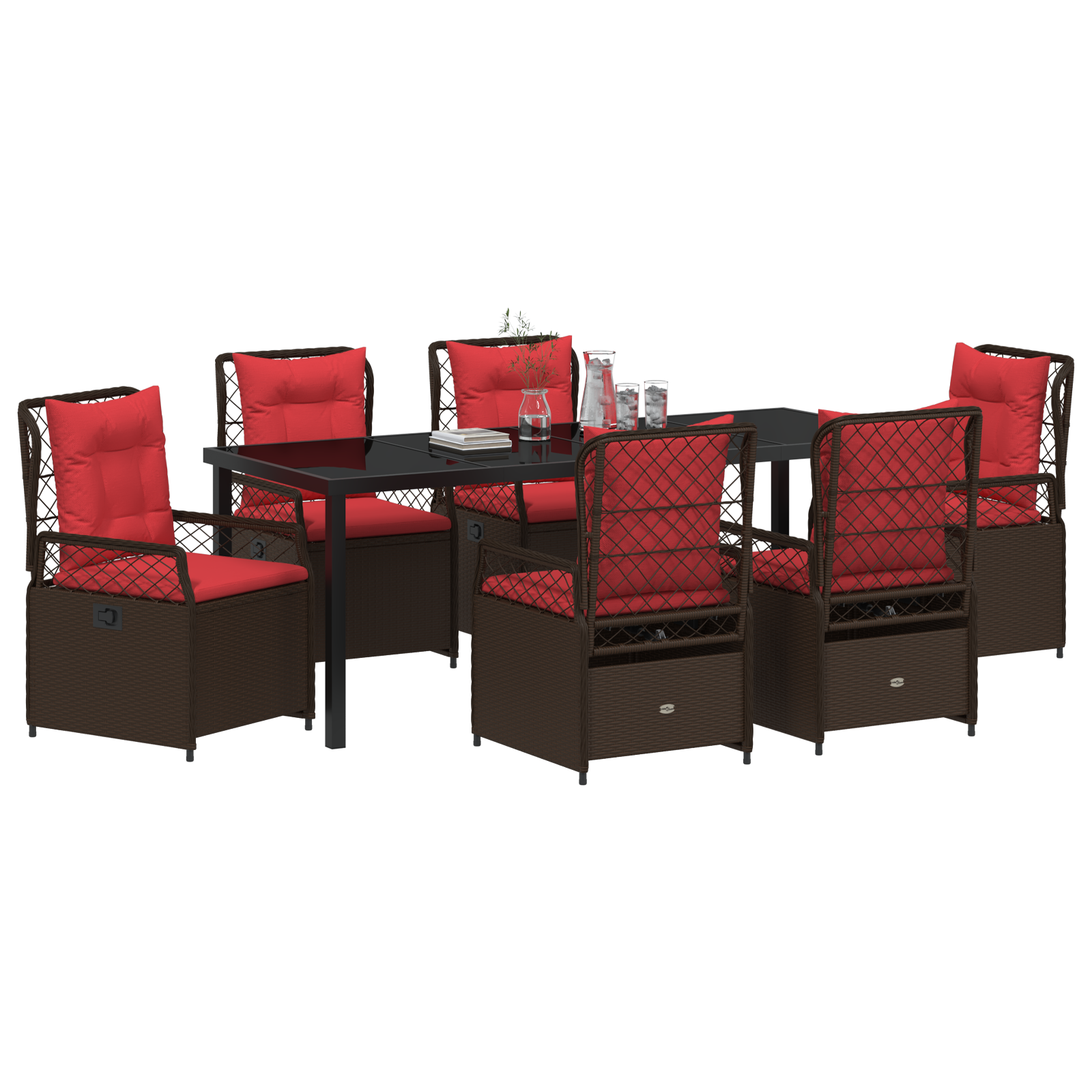 vidaXL 7-delige Tuinset Bruin Poly Rattan