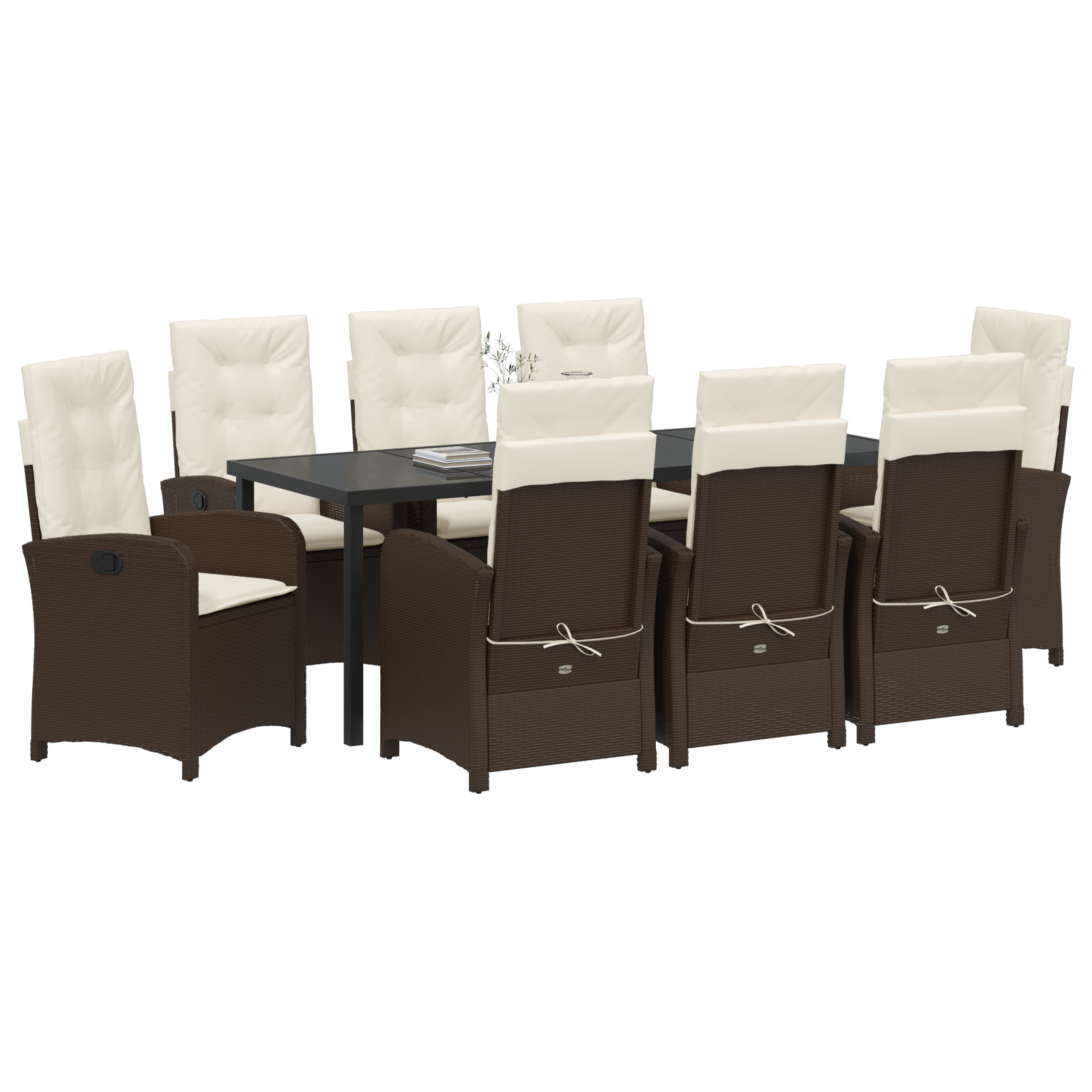 vidaXL 9-delige Tuinset met Kussens Bruin Poly Rattan