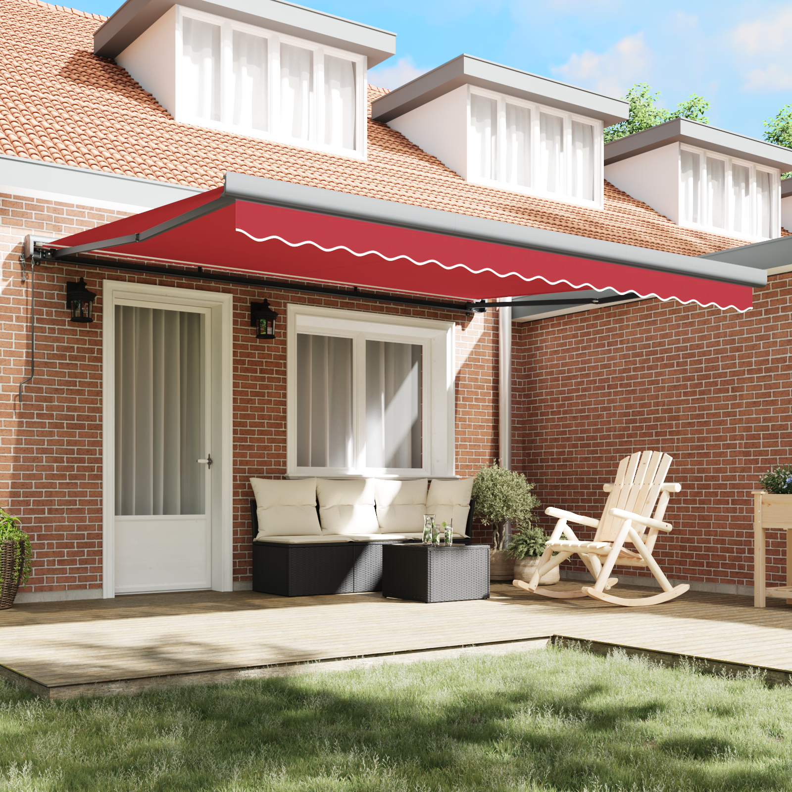 vidaXL Luifel automatisch uitschuifbaar 400x300 cm rood