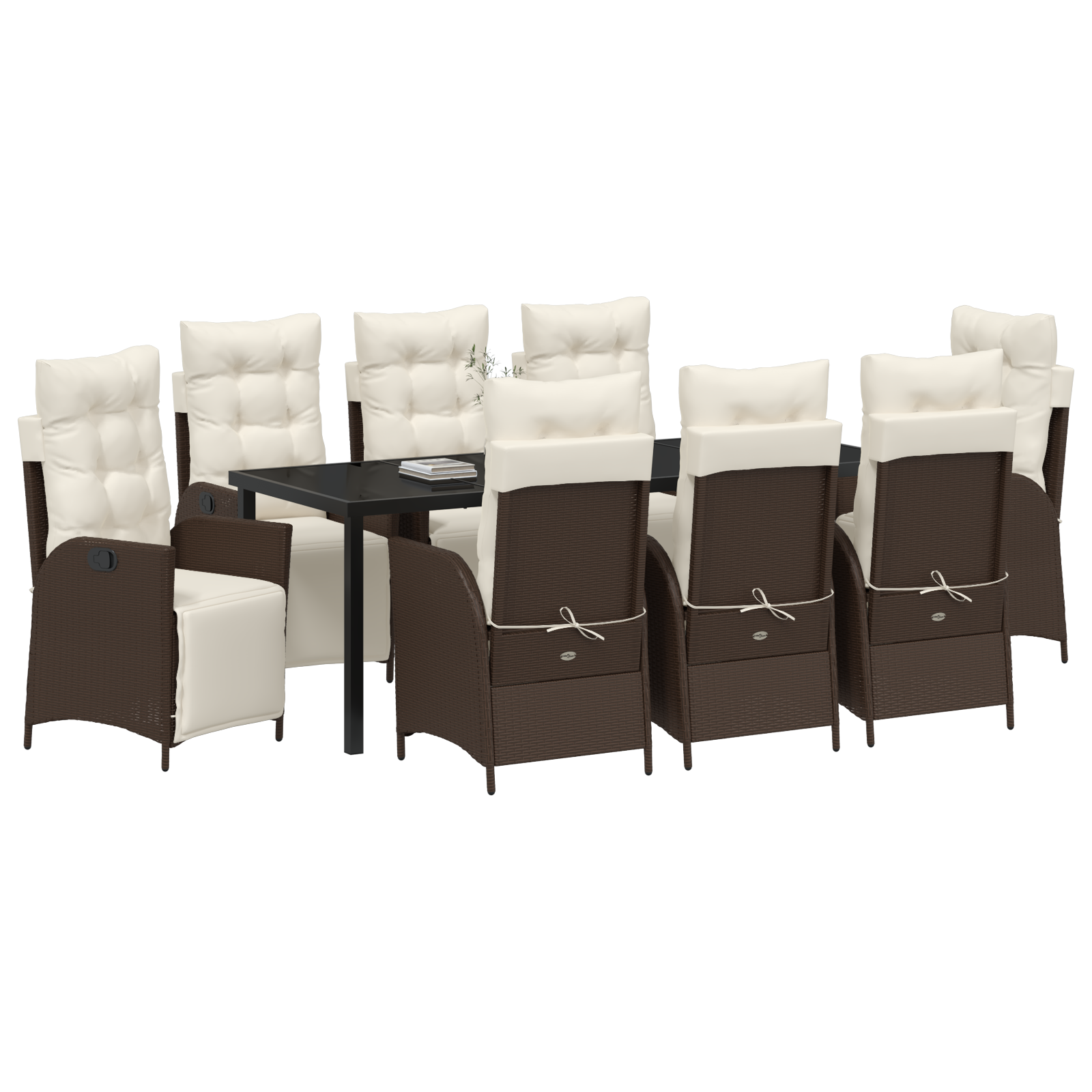 vidaXL 9-delige tuinset Bruin Poly Rattan