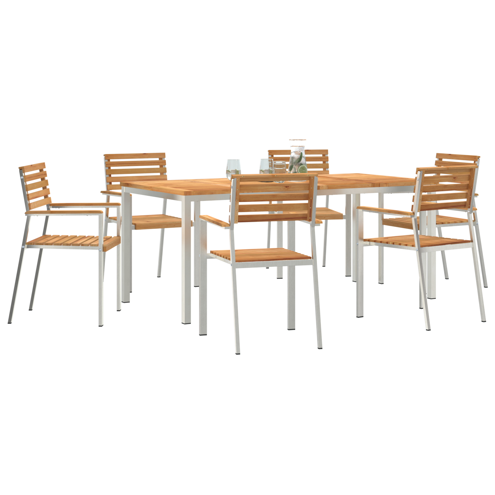 vidaXL 7-delige Tuinset massief teakhout