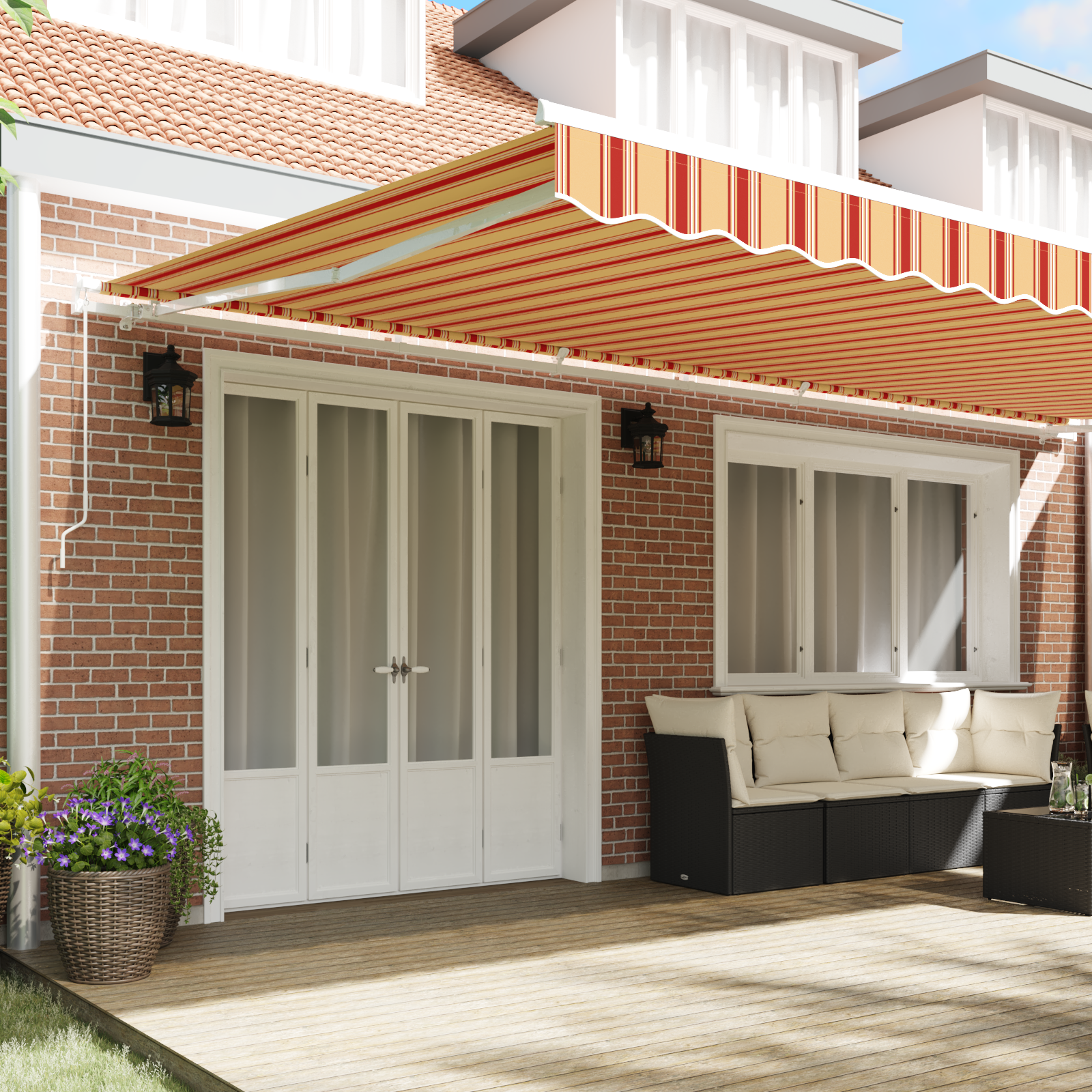 vidaXL Handbediend Uittrekbaar Ligbed Geel en Oranje 600x300 cm