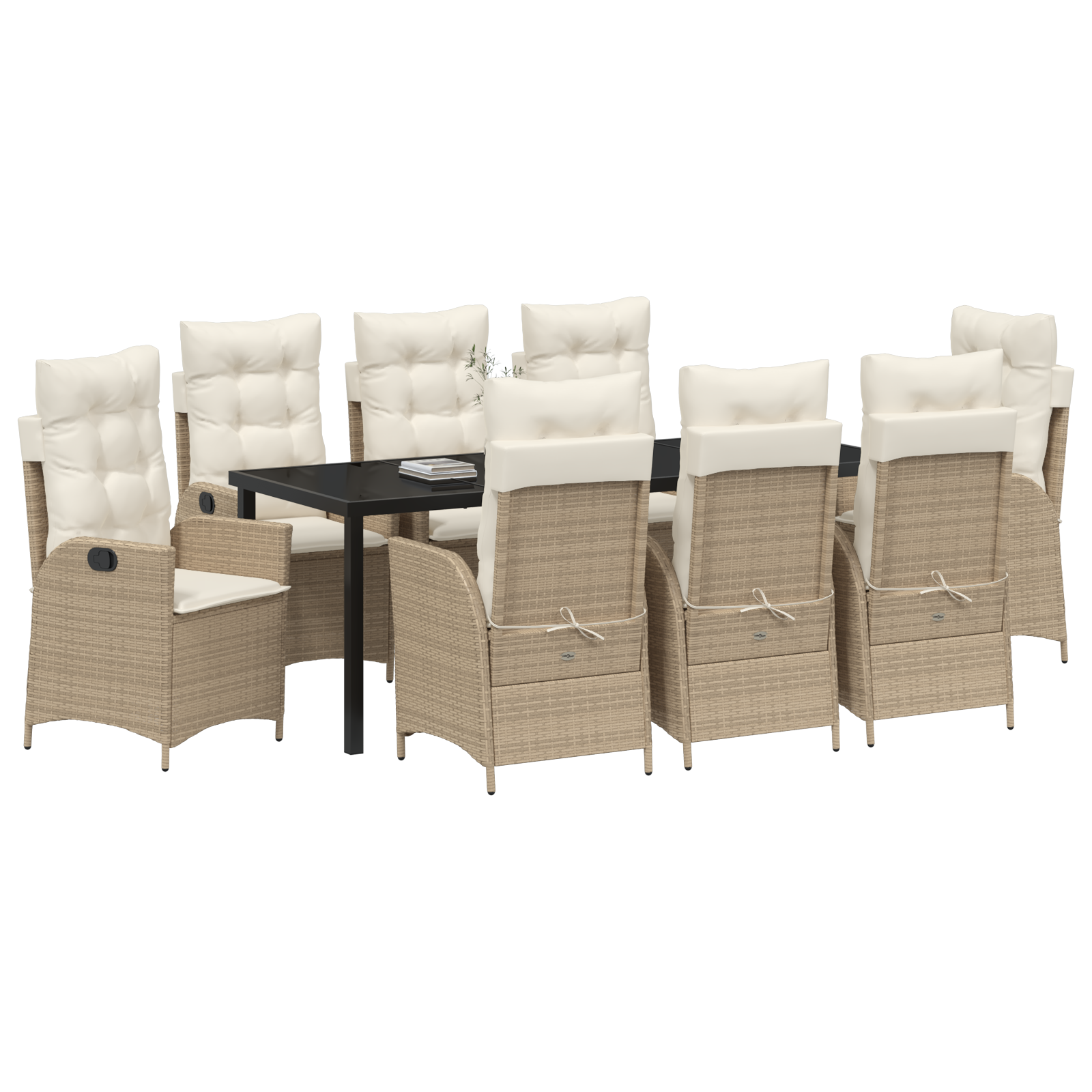 vidaXL 9-delige tuinset met kussens - Beige poly rattan