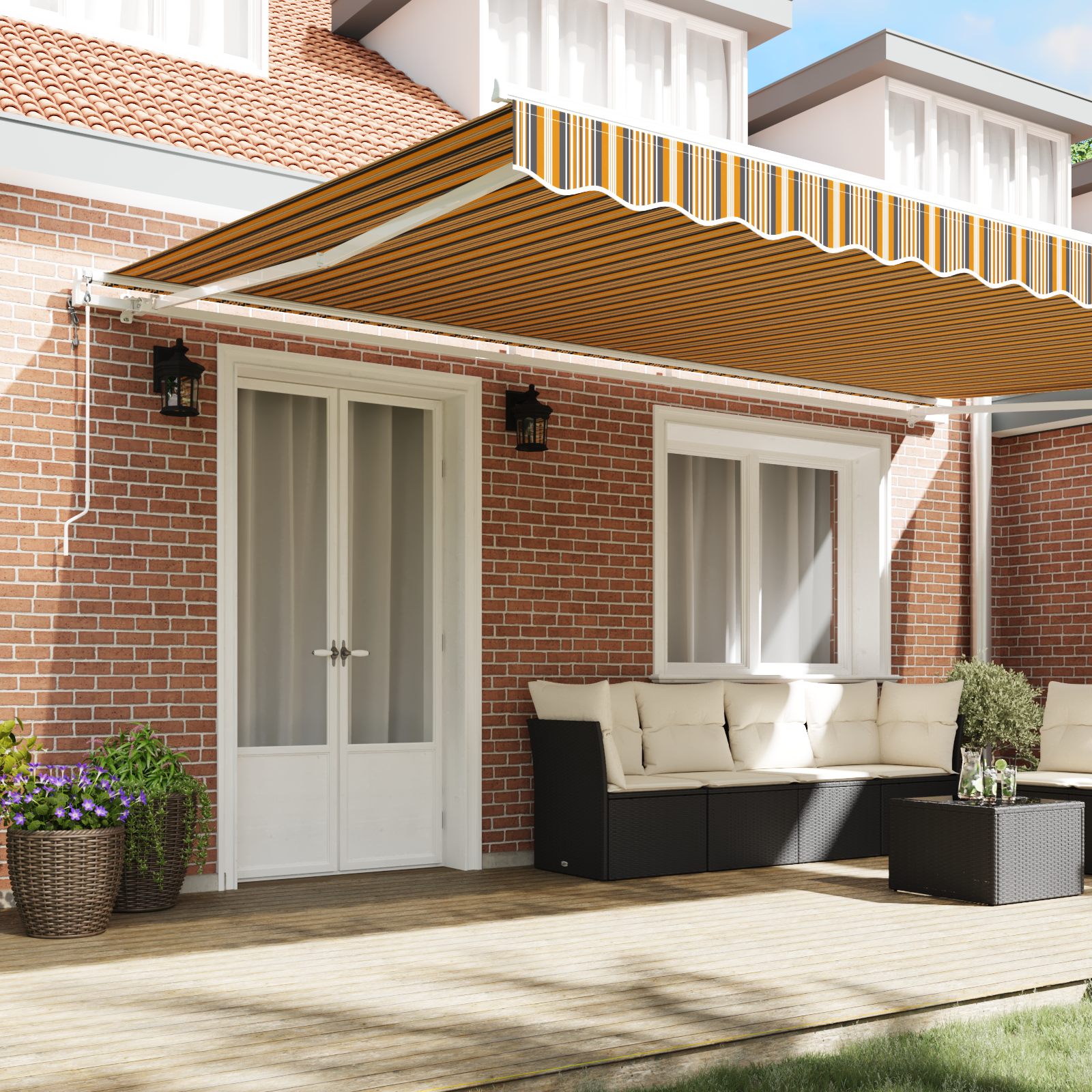 vidaXL Automatische Inklapbare Luifel Multicolor Streep 500x350 cm