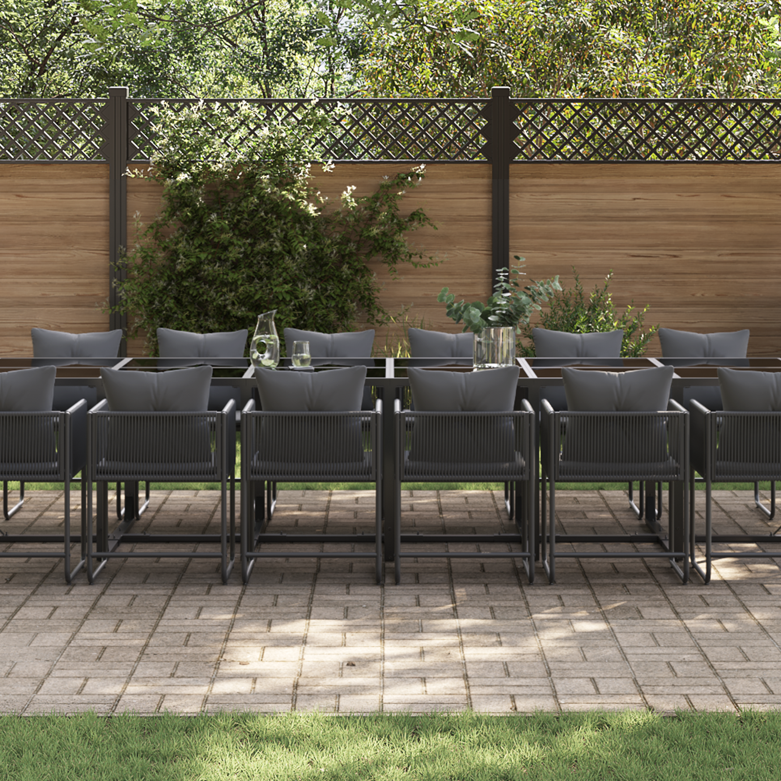 vidaXL 22-delige tuinset met kussens van staal en poly rattan