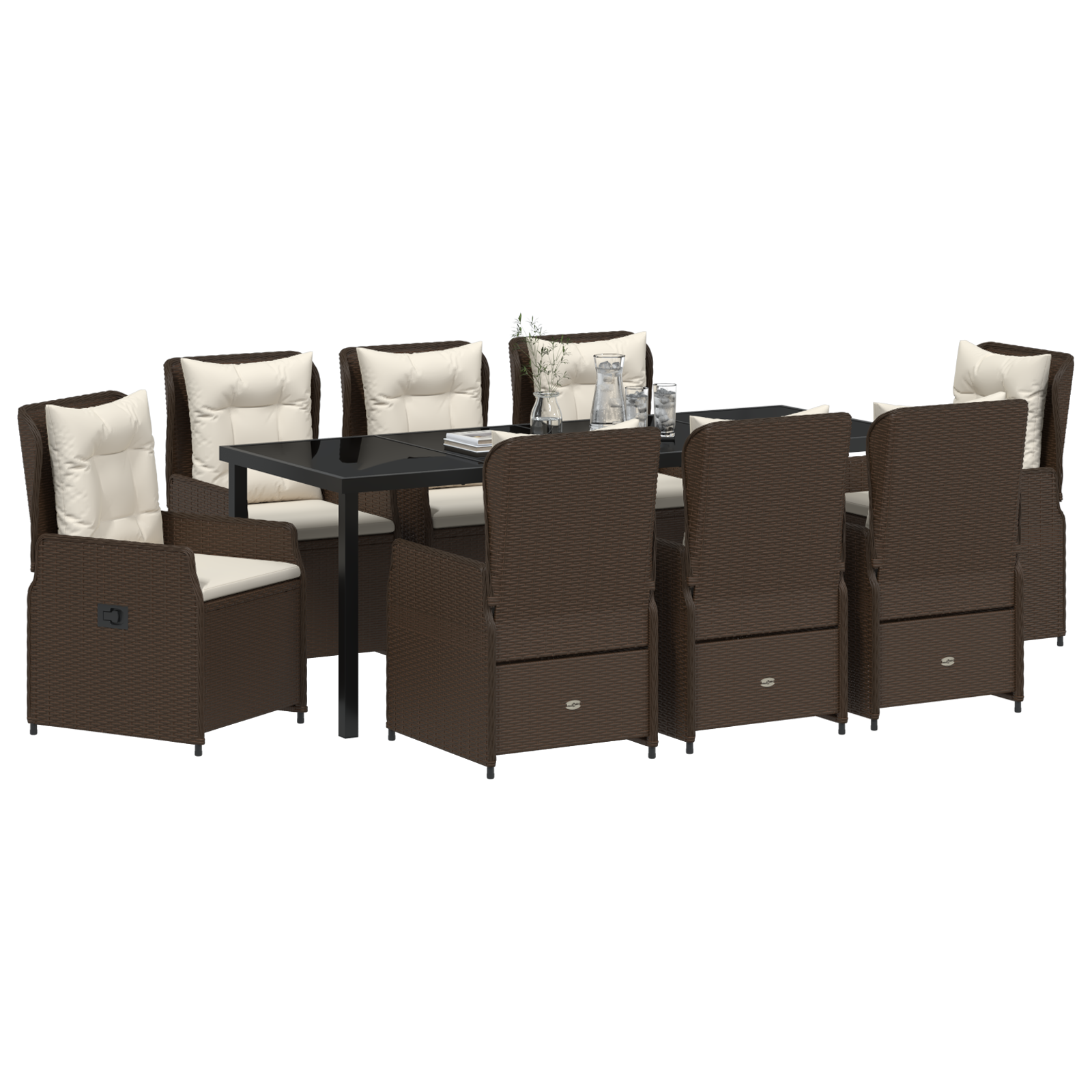 vidaXL 9-delige tuinset Bruin Poly Rattan
