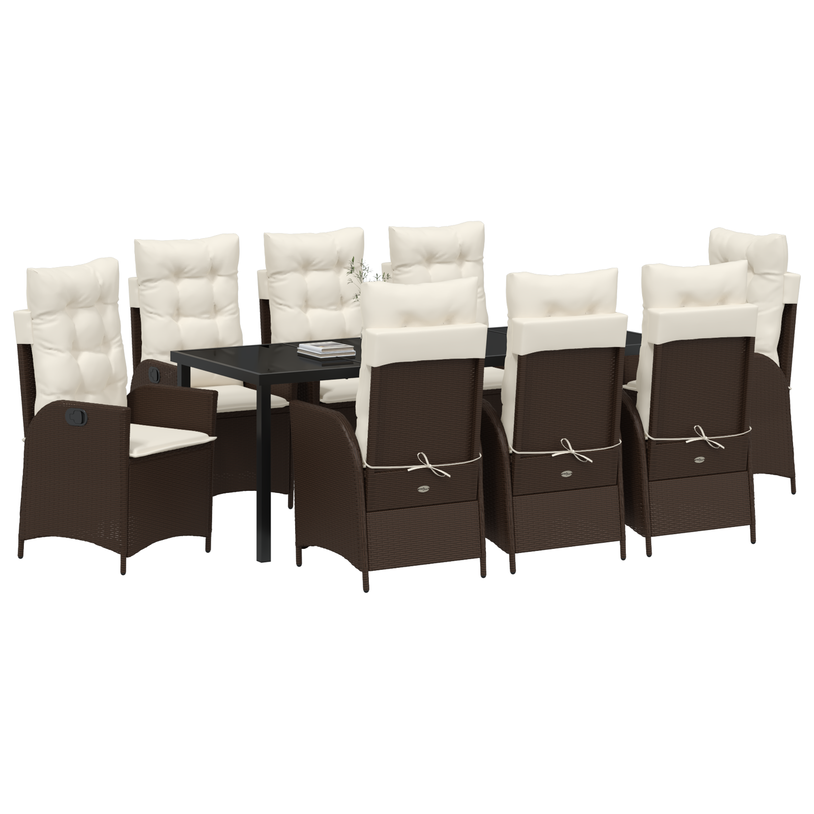vidaXL 9-delige tuinset met kussens bruin poly rattan