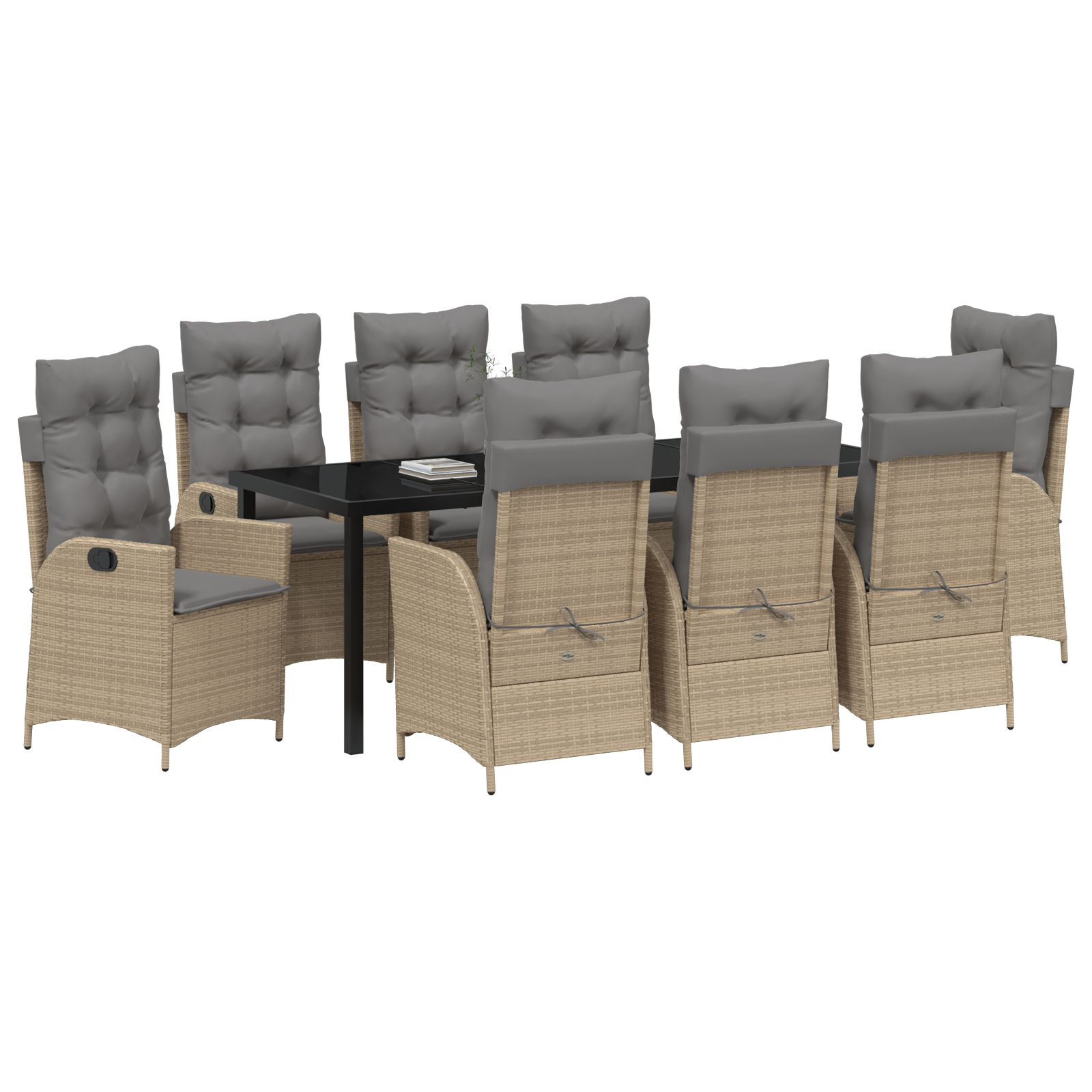 vidaXL 9-delige tuinset met kussens Beige Poly Rattan