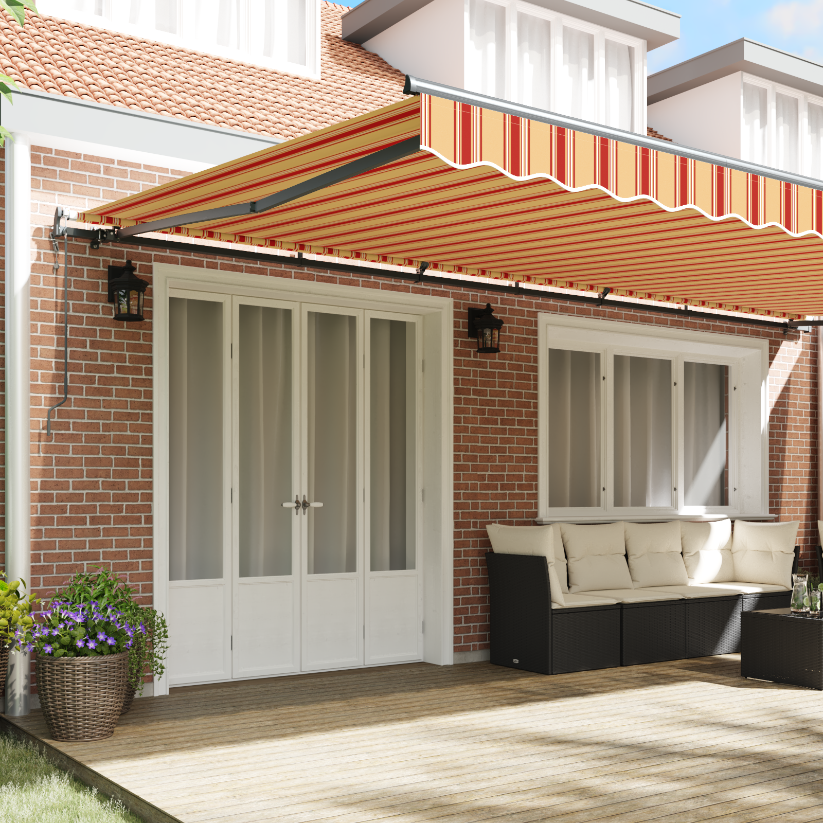 vidaXL Automatische Inklapbare Luifel Geel en Oranje 600x300 cm