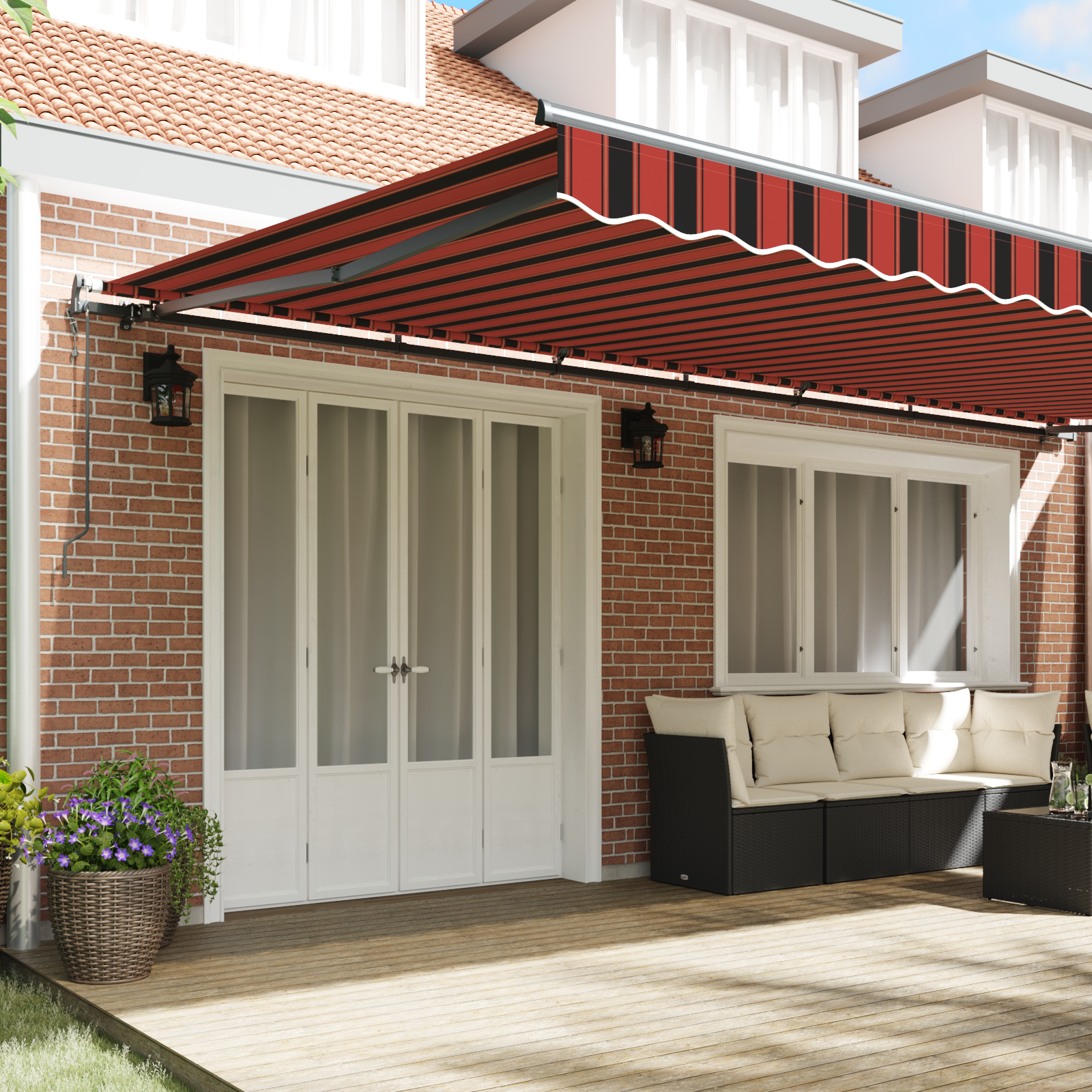 vidaXL Automatische Inklapbare Luifel Oranje en Bruin 600x300 cm