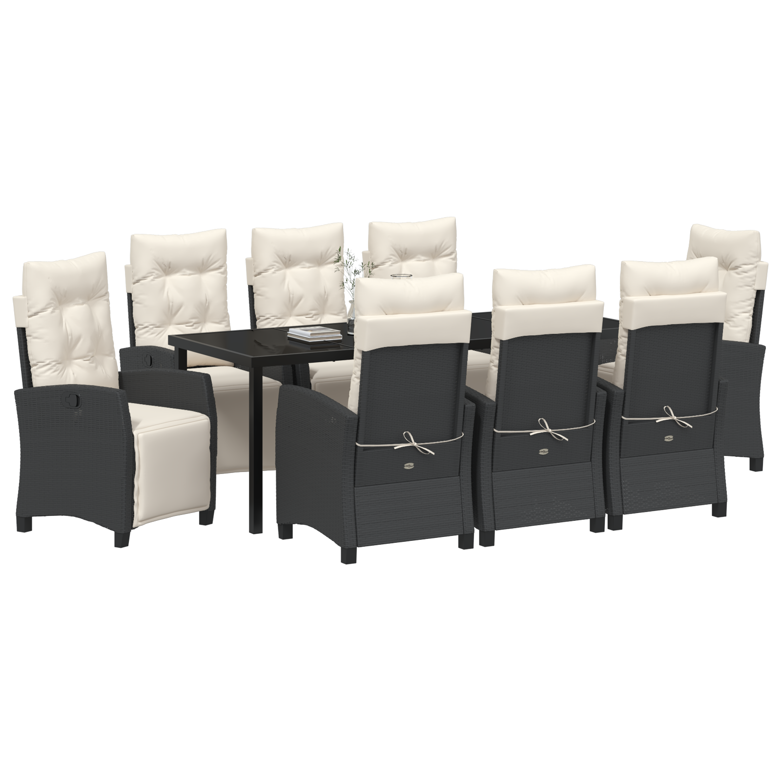 vidaXL 9-delige Tuin Eetset Zwart Poly Rattan