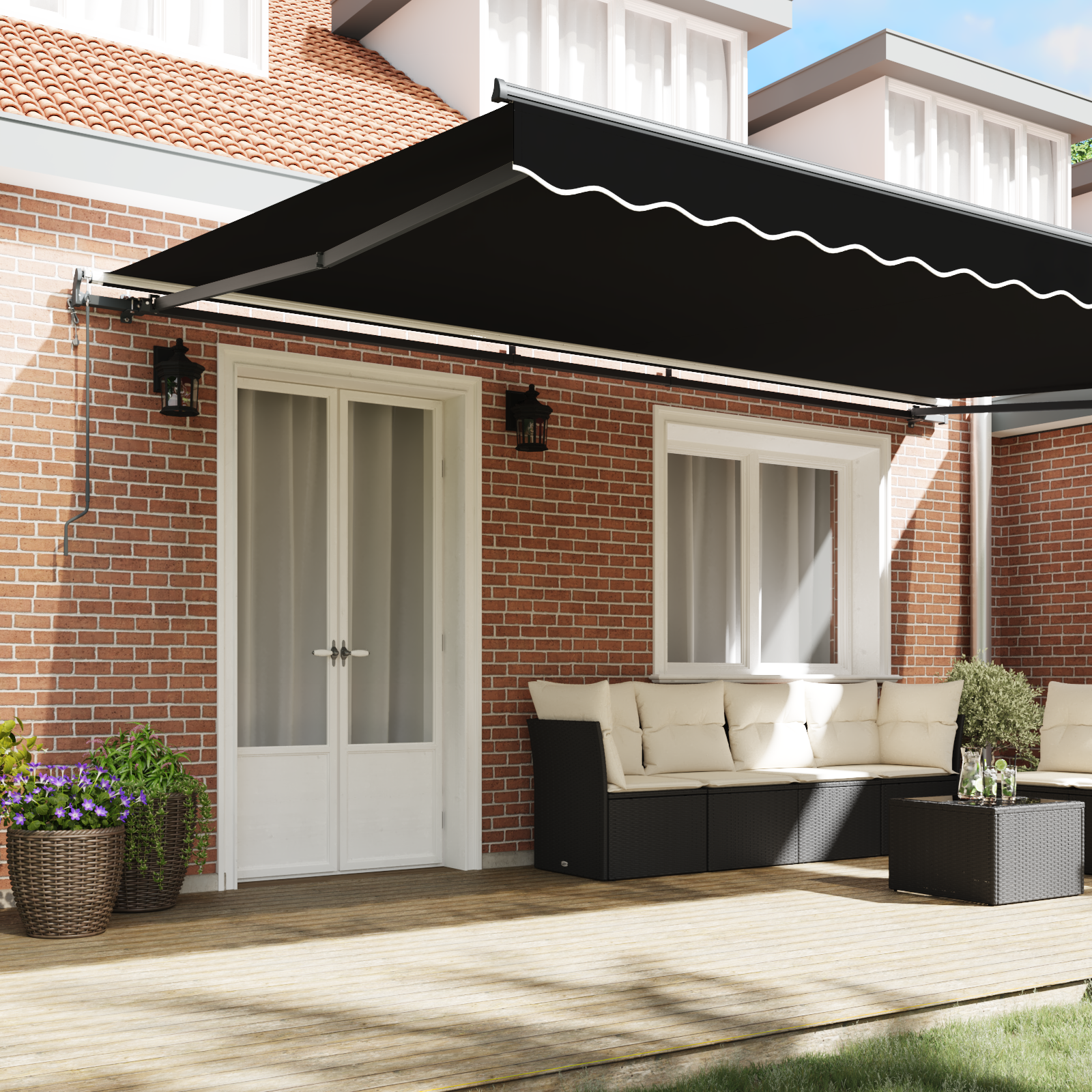 vidaXL Automatische Inklapbare Luifel Zwart 500x350 cm