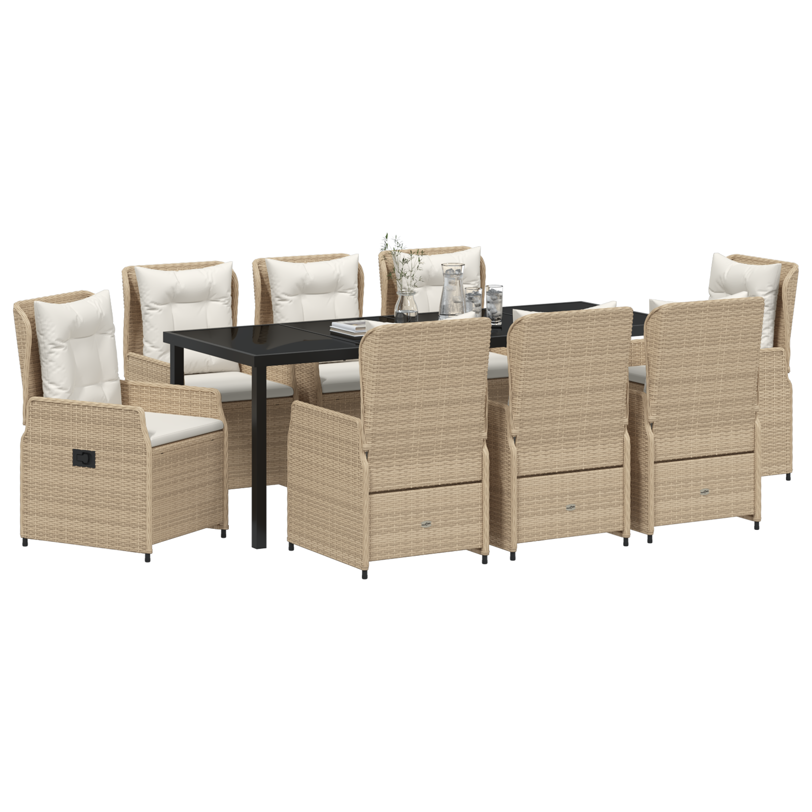 vidaXL 9-delige Tuinset Beige Poly Rattan