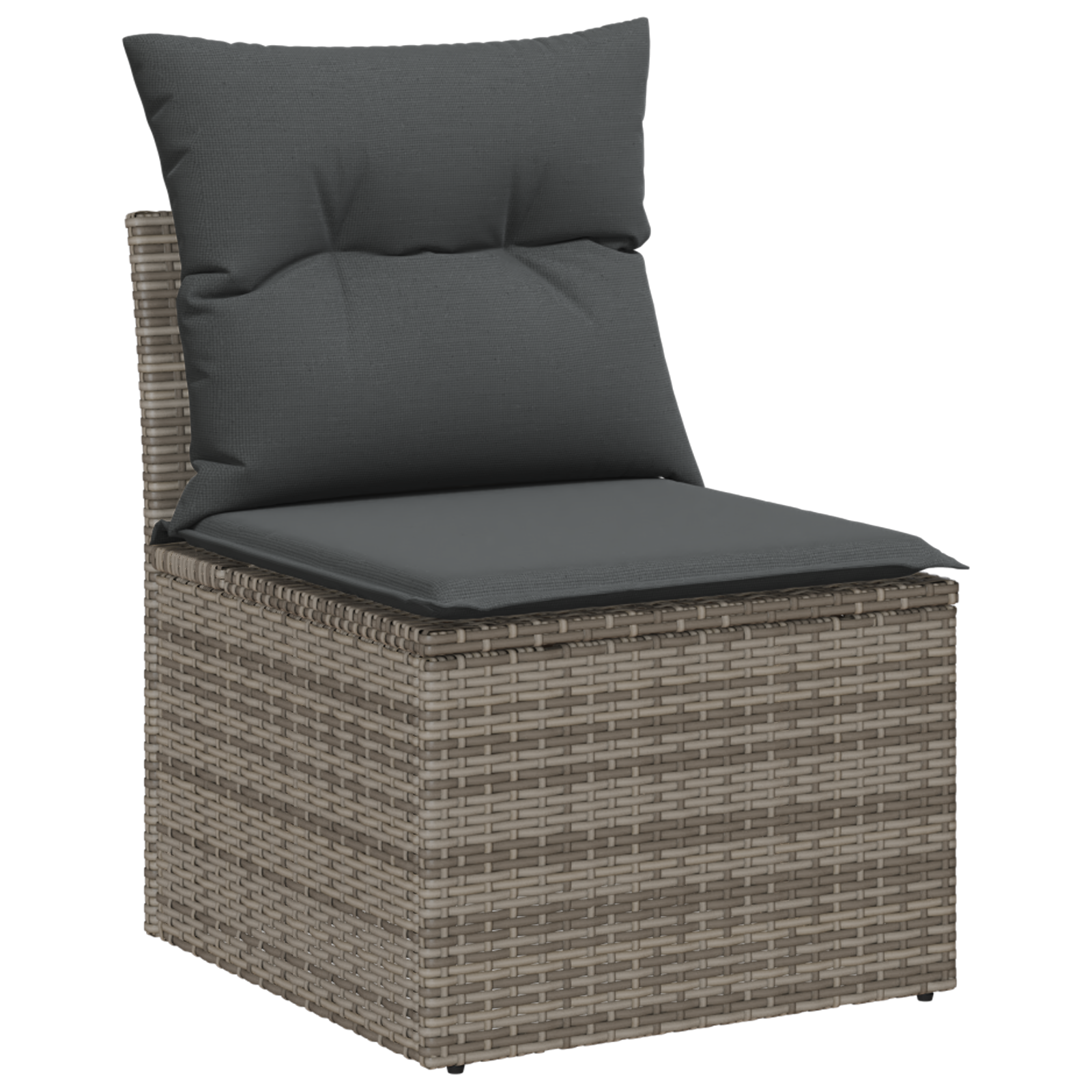 vidaXL 7-delige tuinbankset met kussens grijs poly rattan acacia
