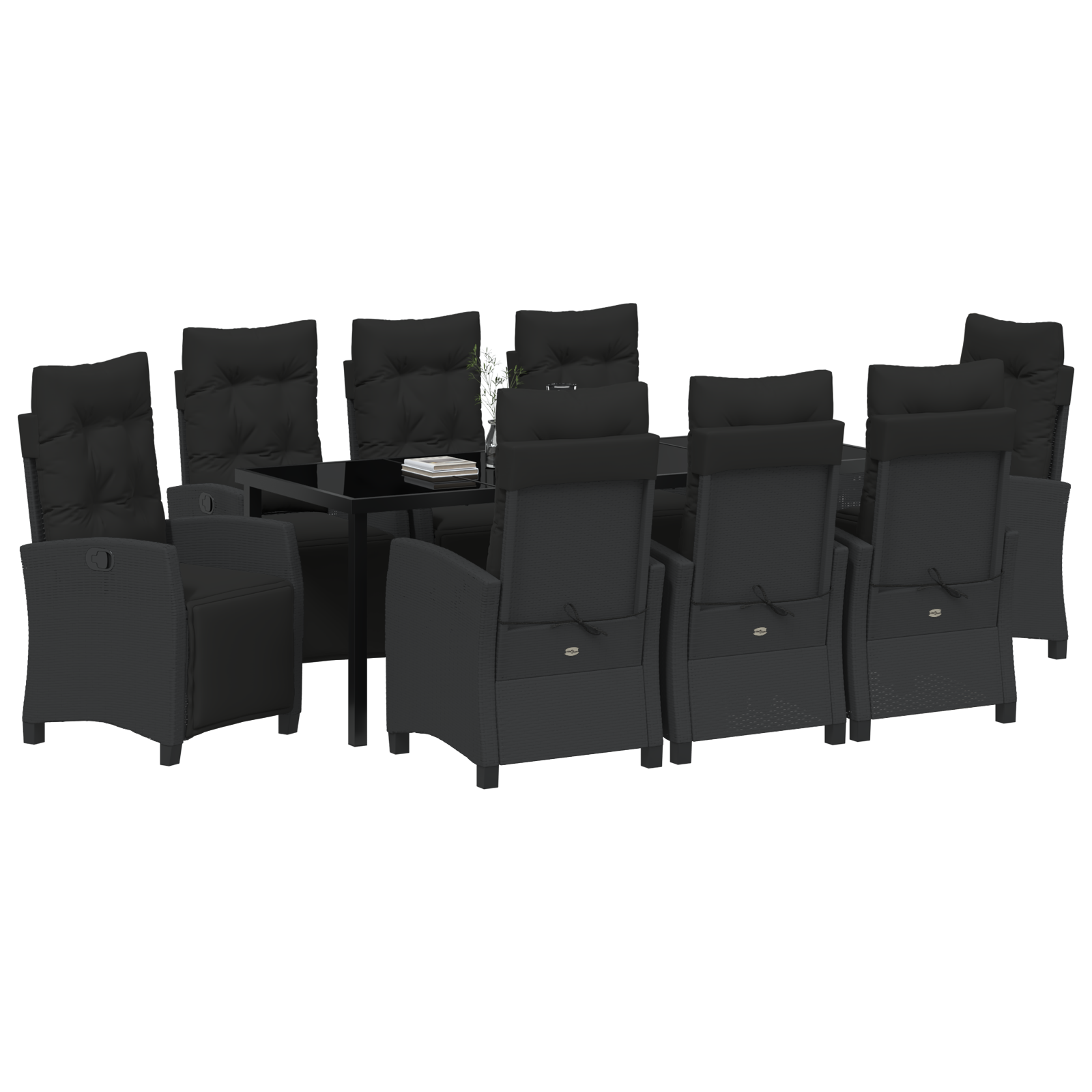vidaXL 9-delige Tuin Eetset Zwart Poly Rattan