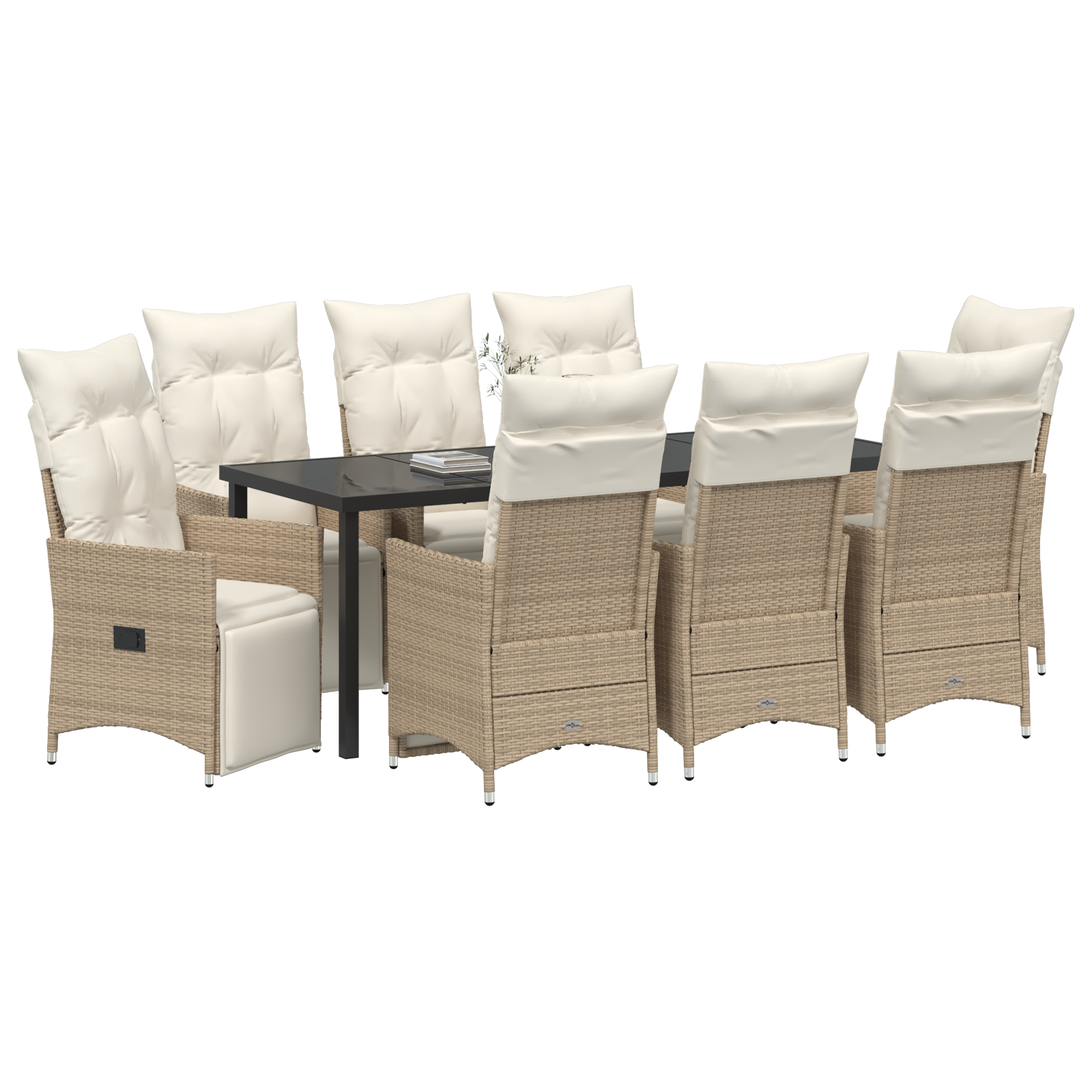 vidaXL 9-delige tuinset met kussens in beige poly rattan
