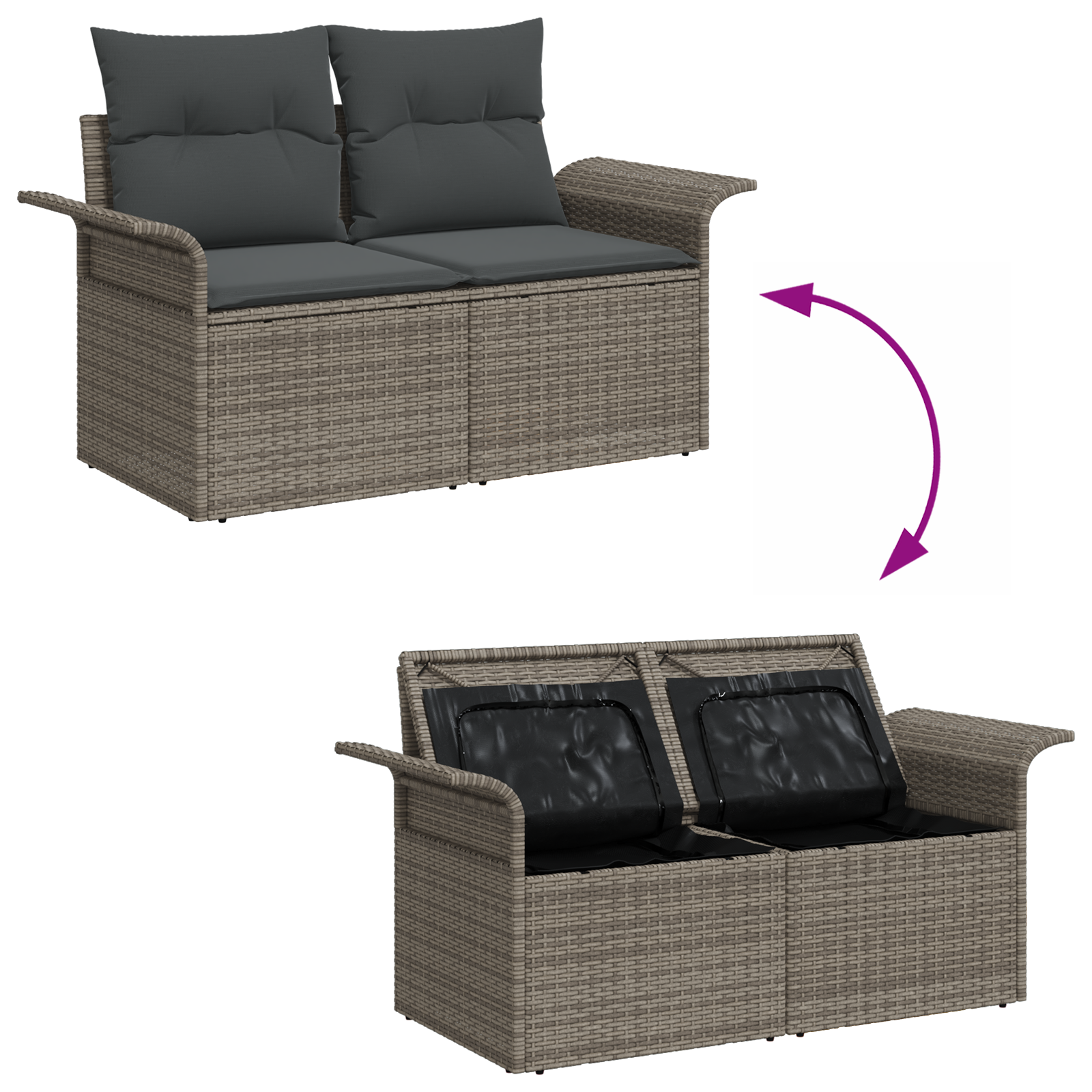 vidaXL 6-delige tuinsofa set met kussens in grijs poly rattan