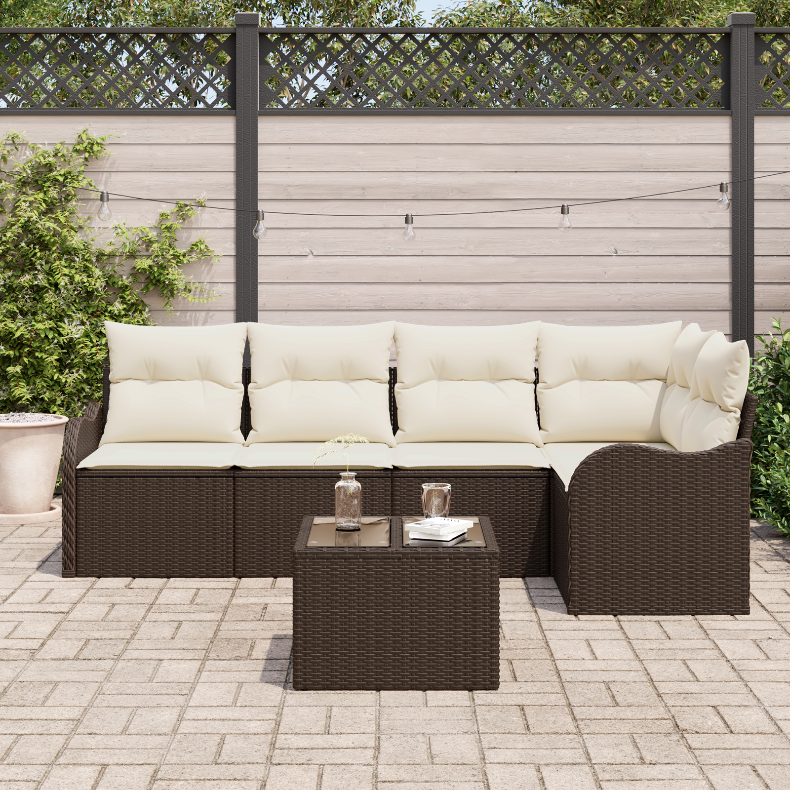 vidaXL 5-delige tuinsofa set met kussens - grijs poly rattan