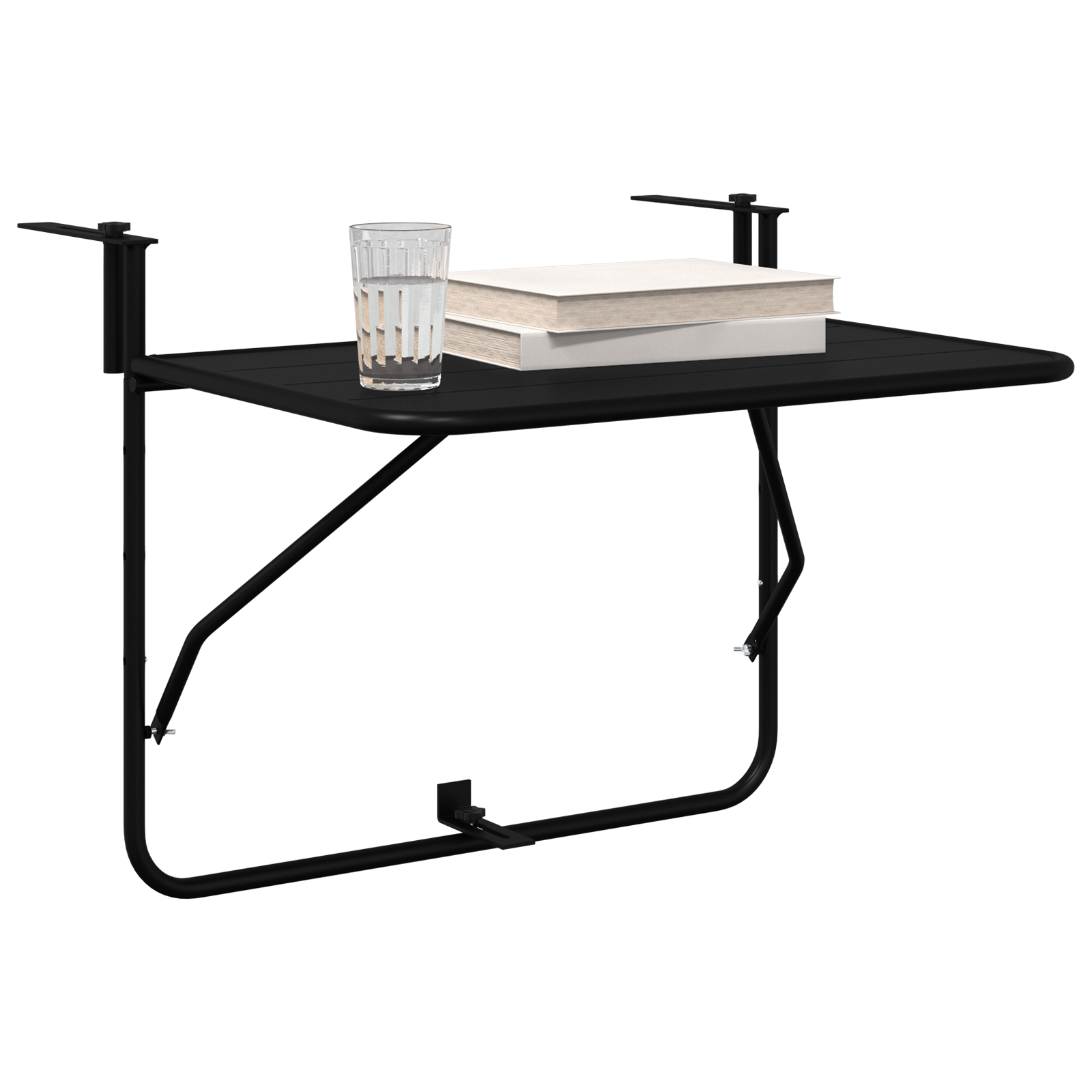 vidaXL Balkontafel hangend inklapbaar 60x40 cm staal zwart