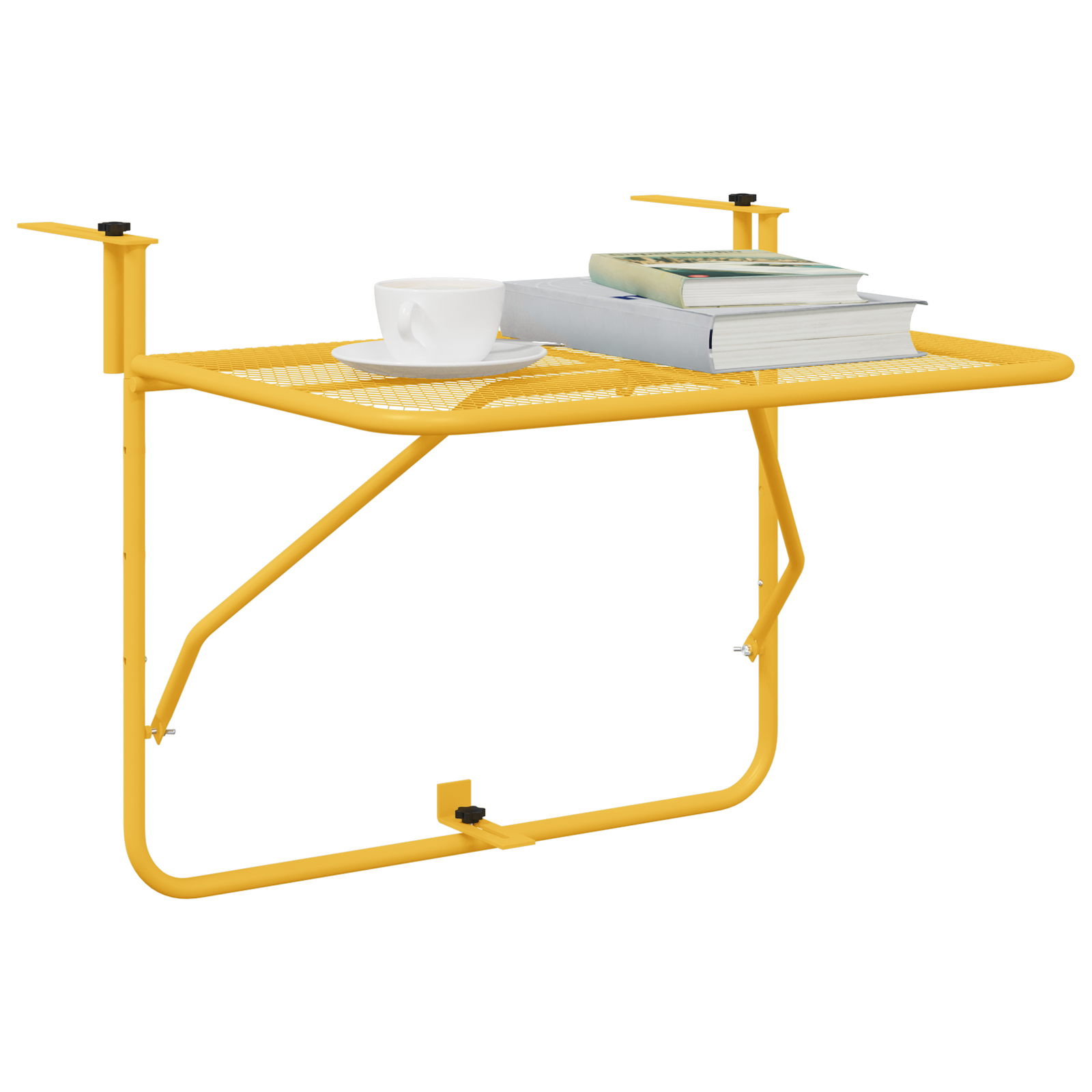 vidaXL Balkontafel hangend inklapbaar 60x40 cm staal mosterdgeel