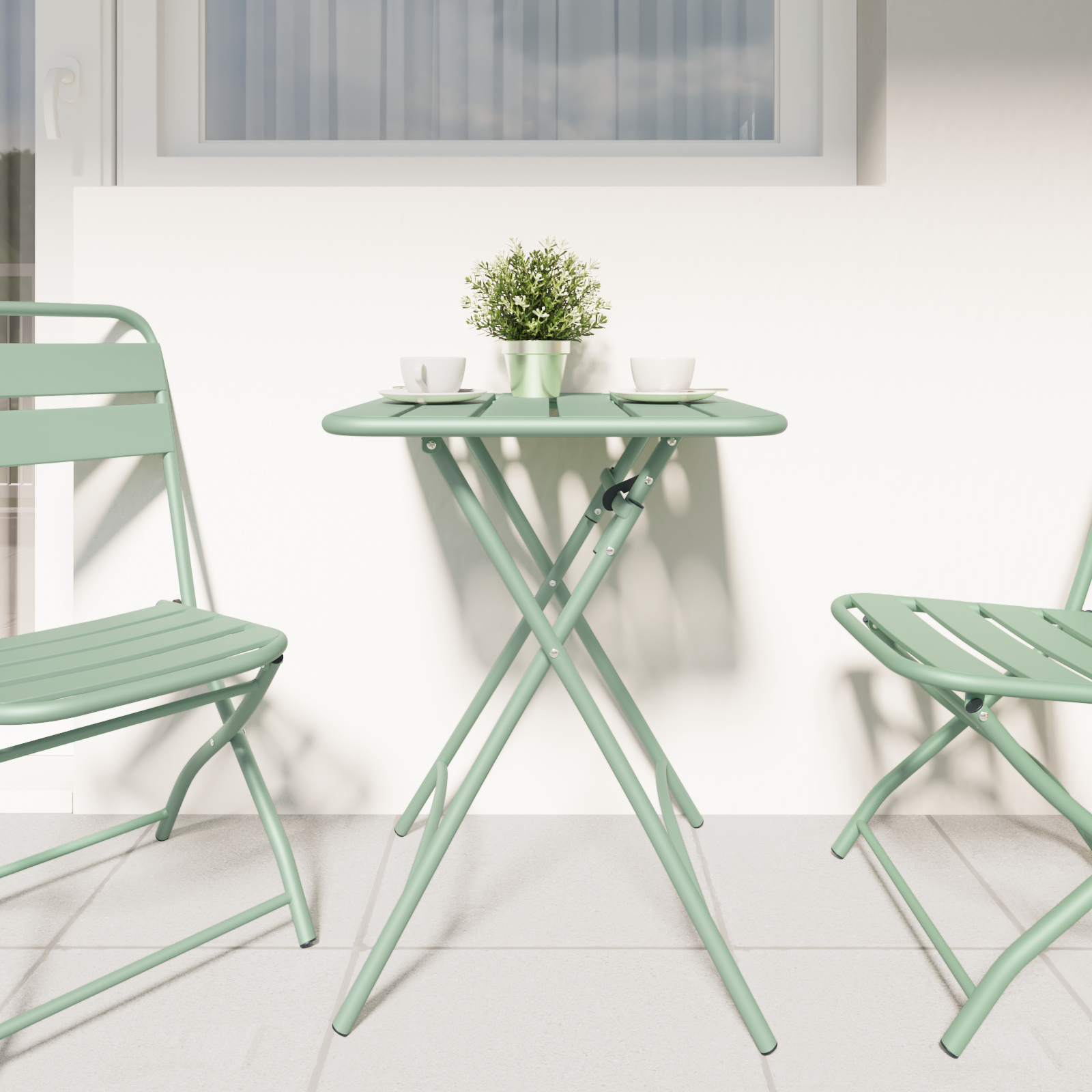 vidaXL Tuintafel inklapbaar 55x55x73 cm staal lichtmint