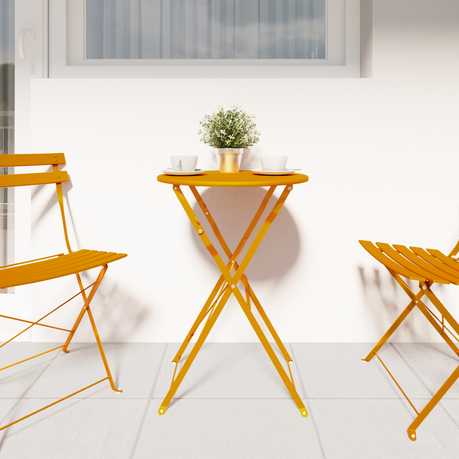 vidaXL Bistrotafel Ø50x71 cm gepoedercoat staal mosterdgeel