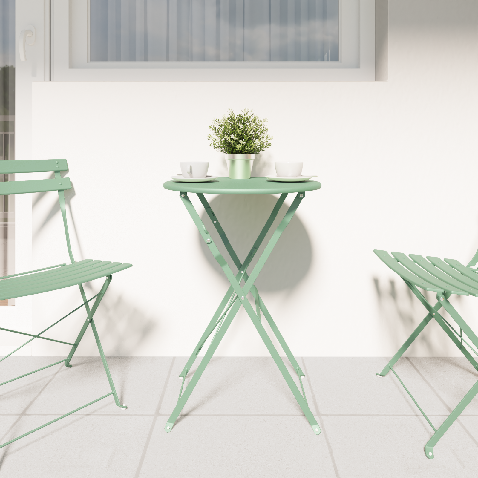 vidaXL Opvouwbare Tuin Tafel Lichtgroen Ø50x71 cm Staal