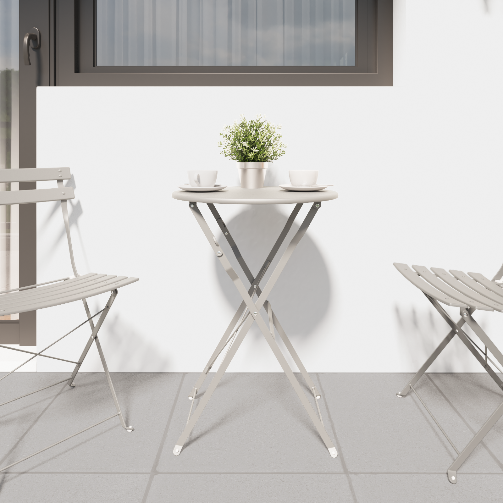 vidaXL Bistrotafel Ø50x71 cm gepoedercoat staal beige