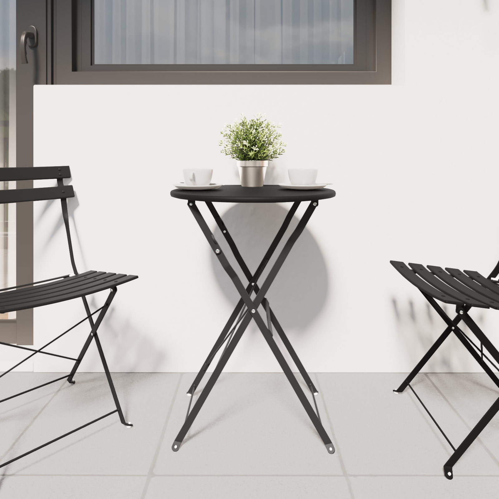 vidaXL Bistrotafel Ø50x71 cm gepoedercoat staal antraciet