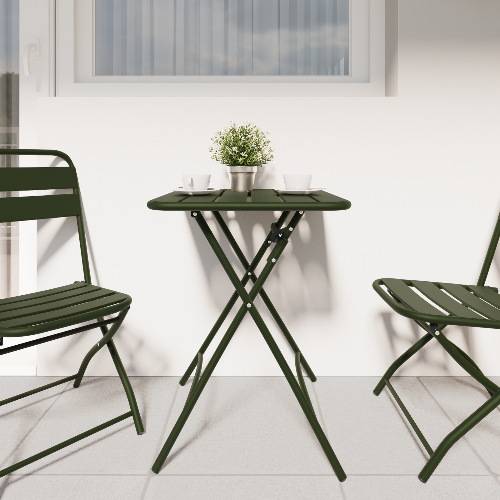 vidaXL Tuintafel inklapbaar 55x55x73 cm staal donkergroen