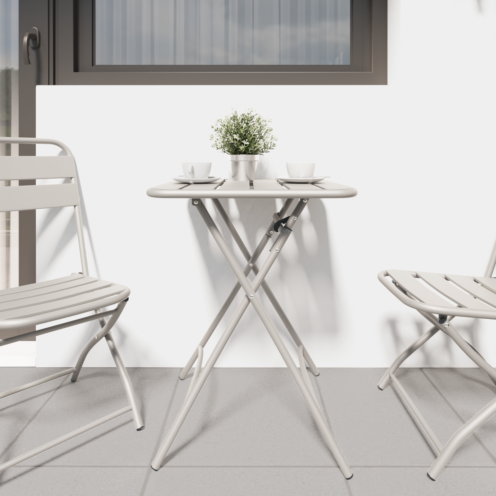 vidaXL Tuintafel inklapbaar 55x55x73 cm staal beige