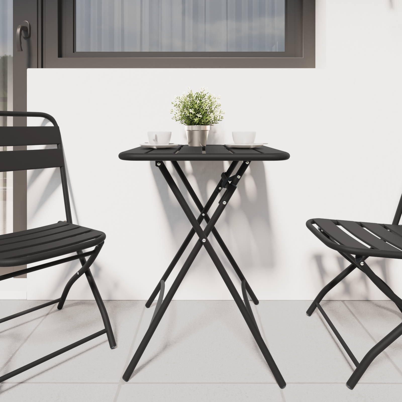 vidaXL Tuintafel inklapbaar 55x55x73 cm staal antraciet
