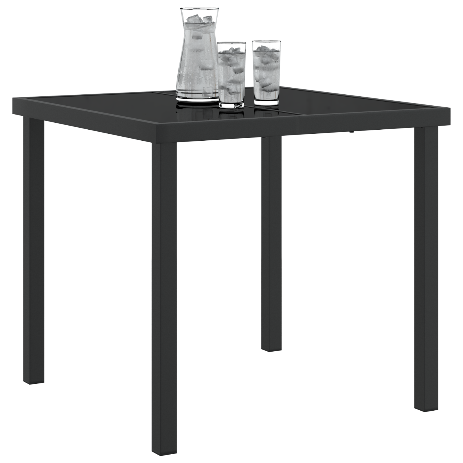 vidaXL Tuintafel 80x80x73 cm gehard glas zwart